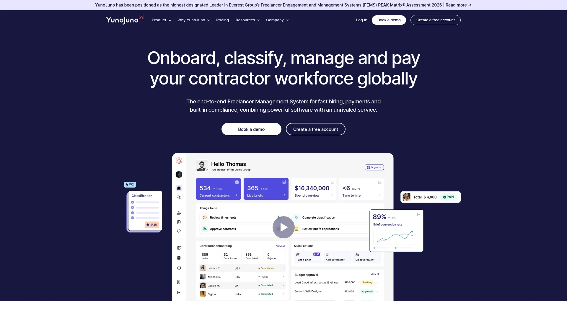 YunoJuno freelancer and contractor management platform