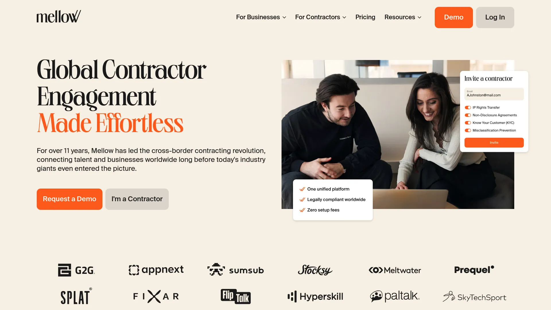 Mellow global contractor management and contractor-of-record platform
