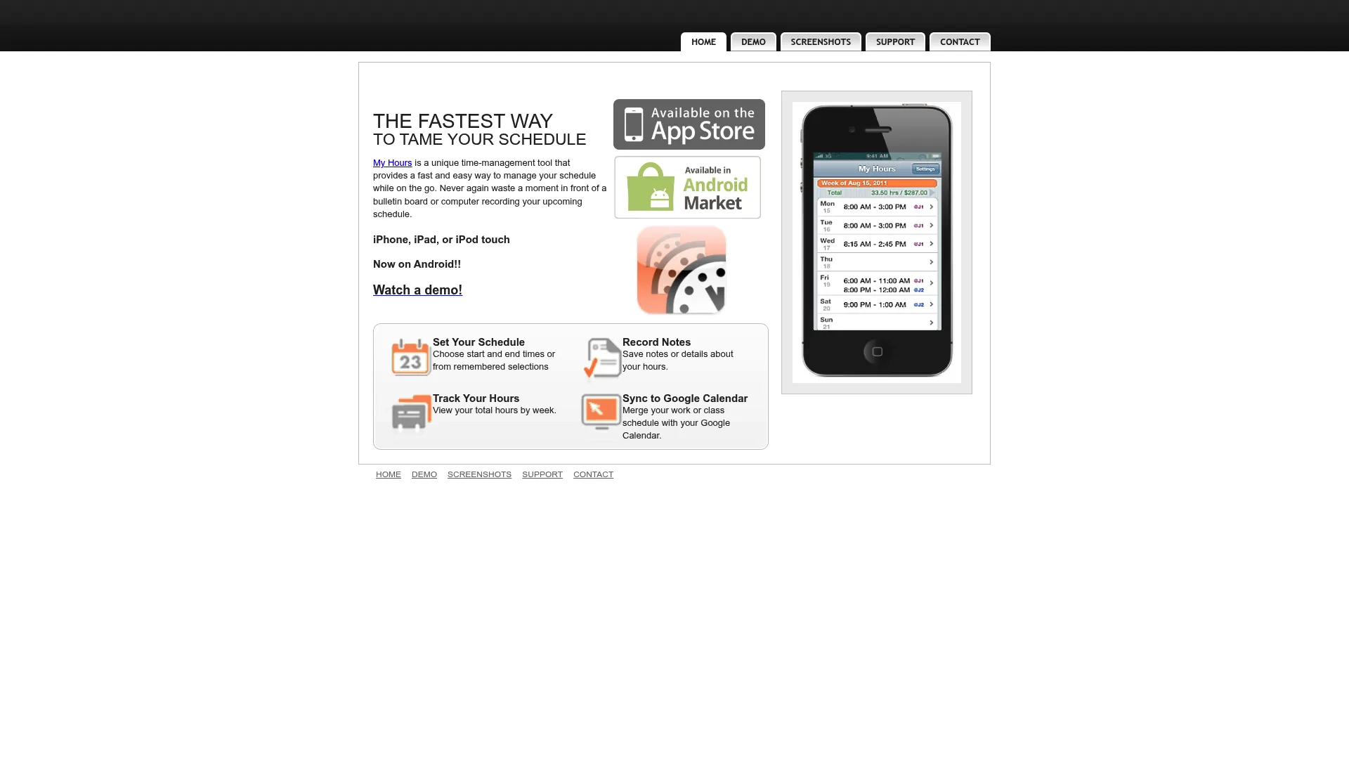 My Hours time tracking software homepage