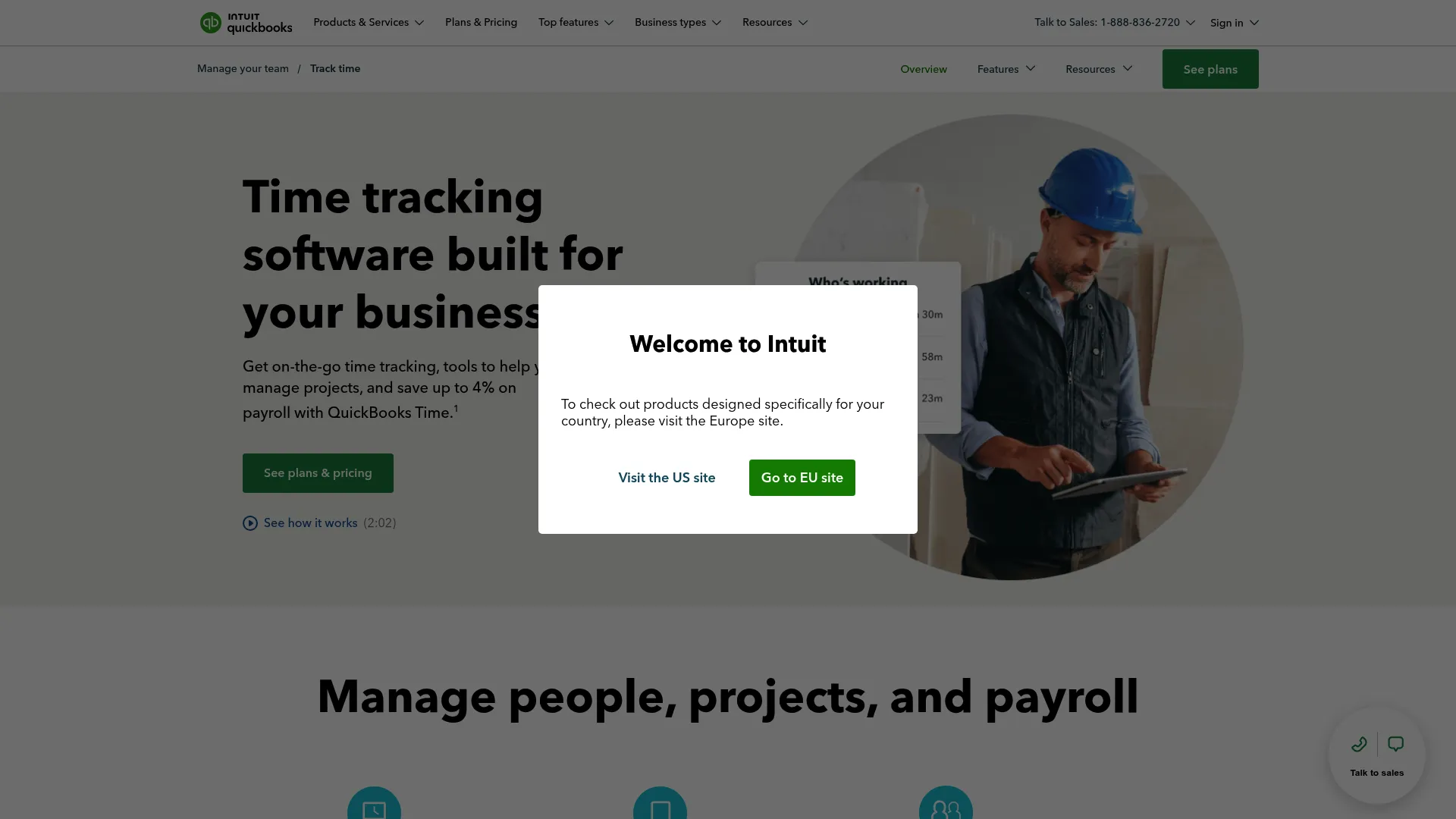 QuickBooks Time time tracking software homepage