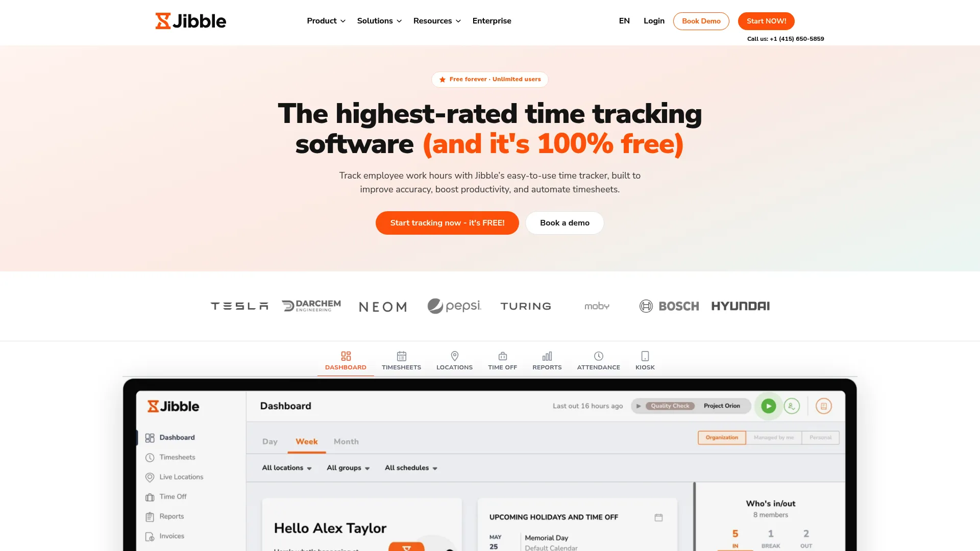 Jibble time tracking software homepage