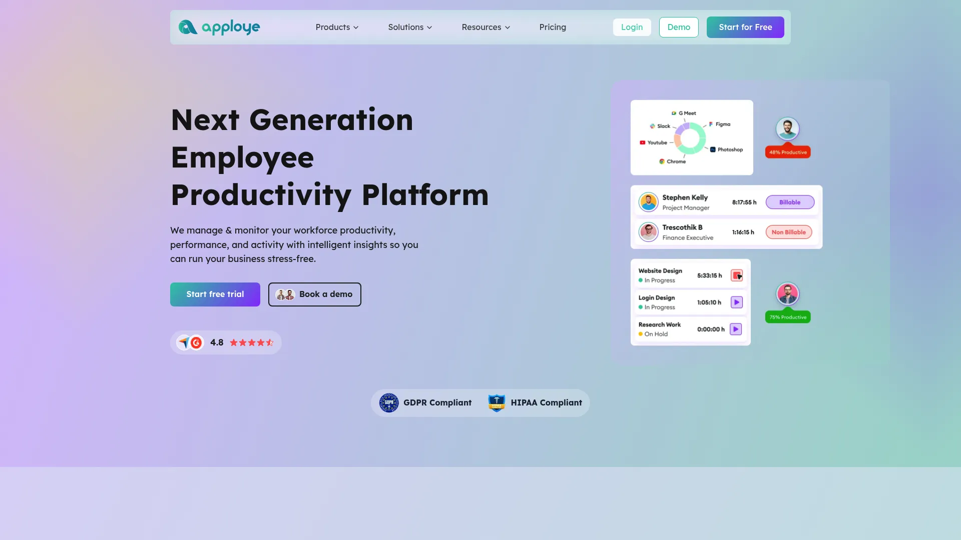 Apploye time tracking software homepage