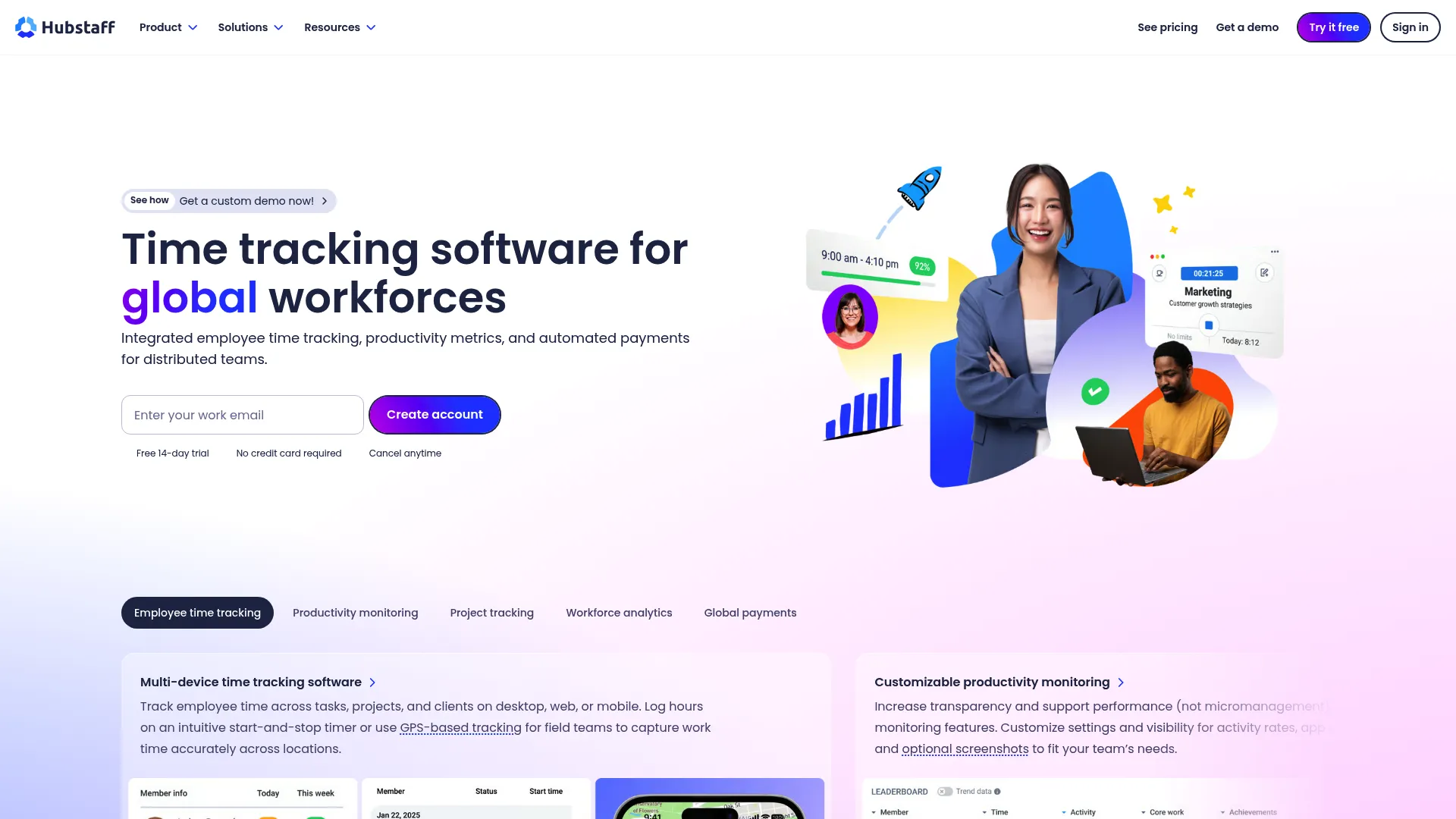 Hubstaff time tracking and workforce productivity platform