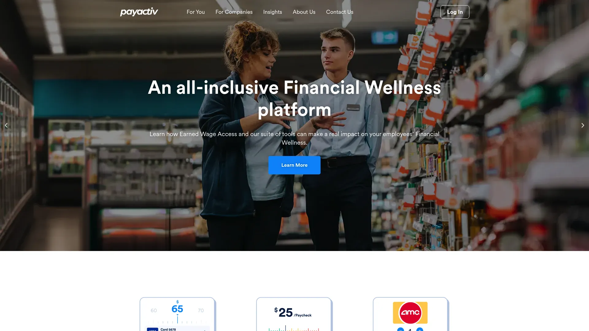 Payactiv financial wellness and earned wage access platform homepage