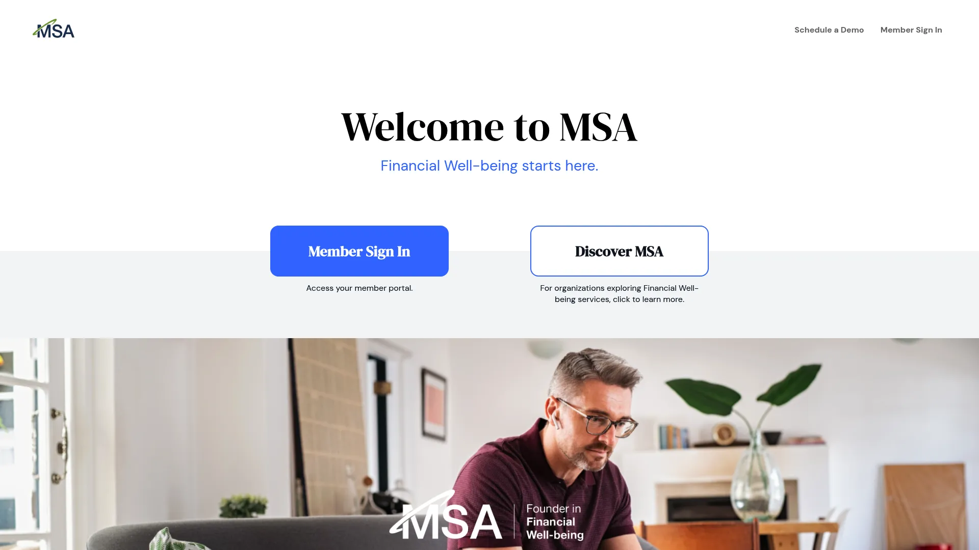 My Secure Advantage homepage screenshot