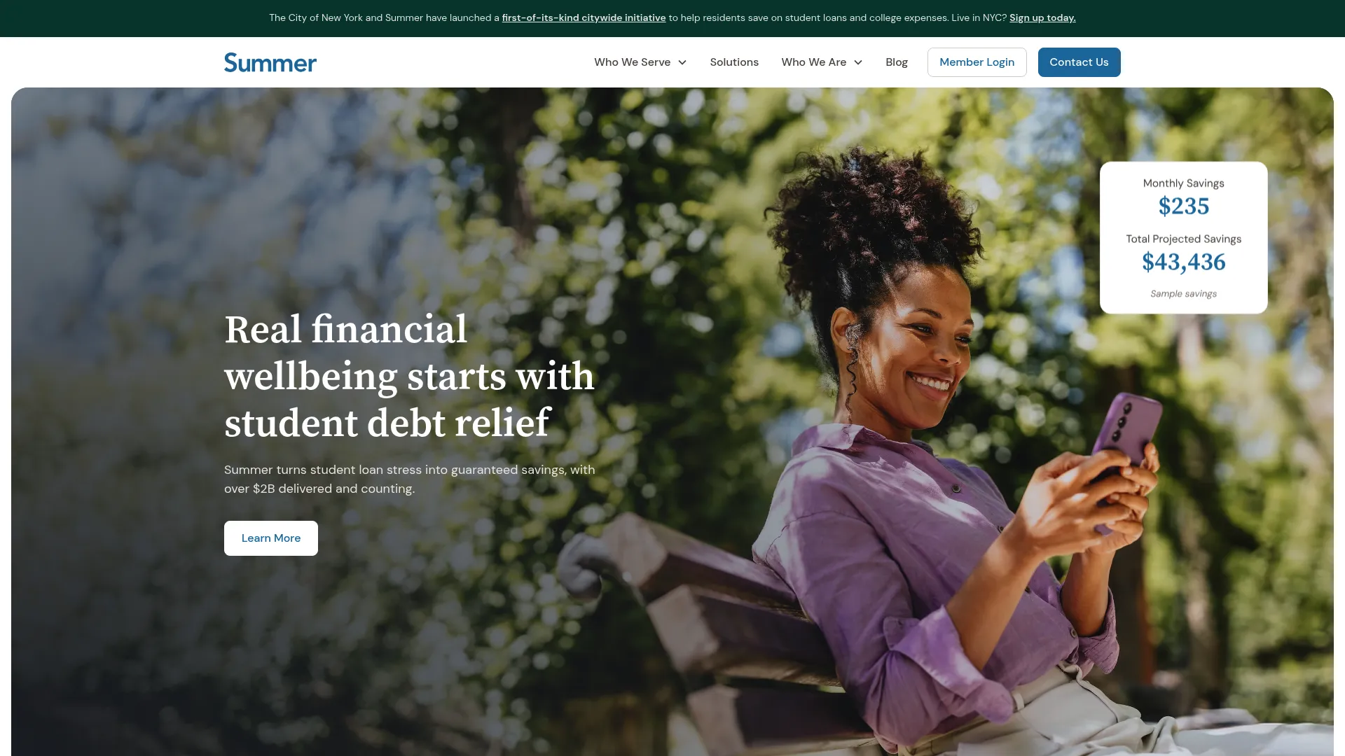Summer homepage screenshot