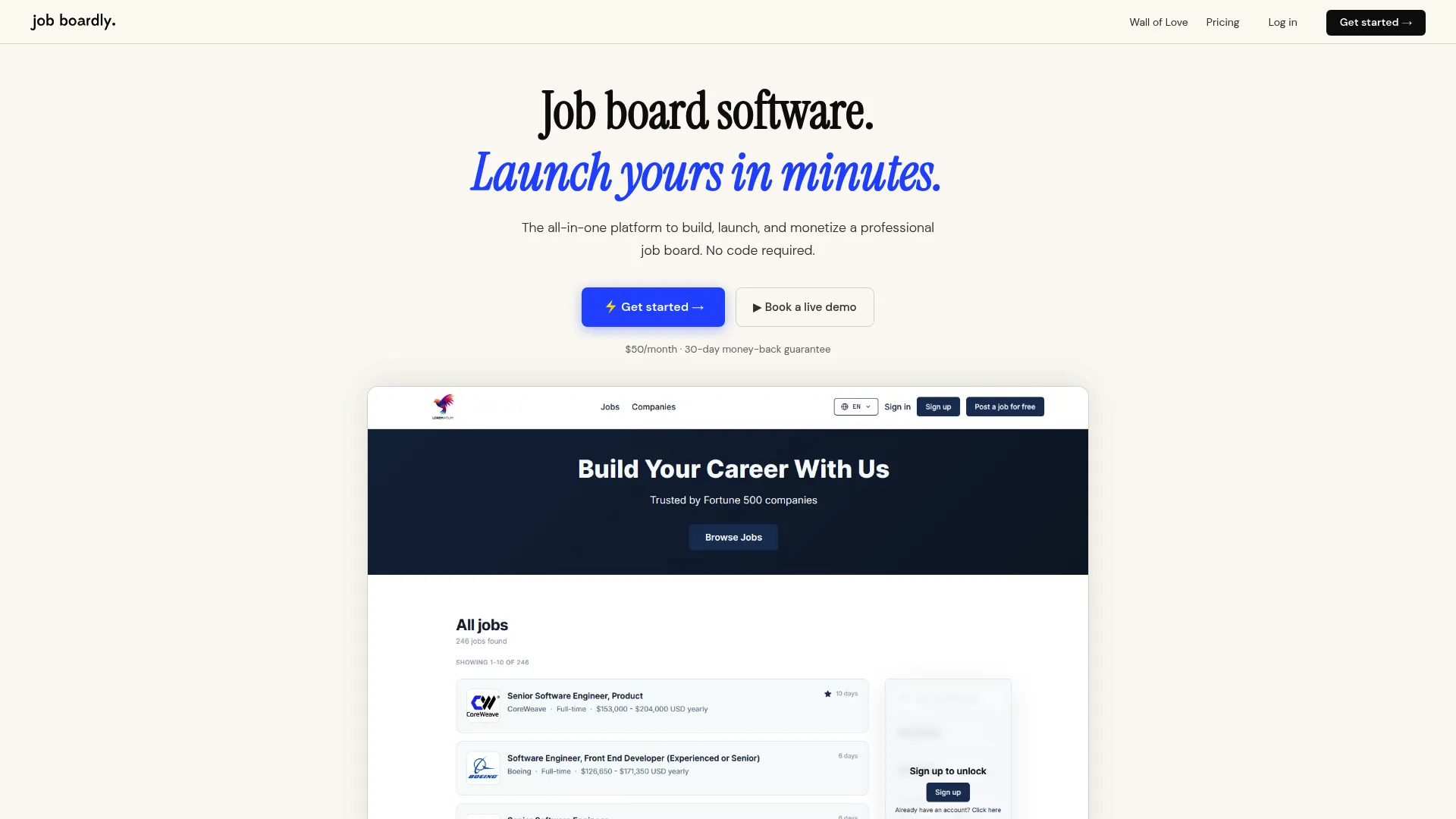 Job Boardly job board software homepage