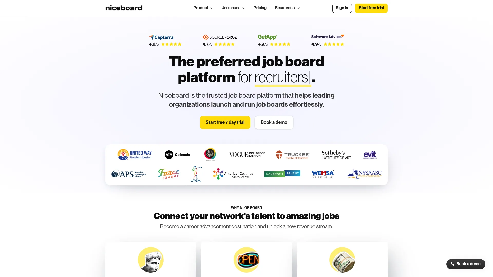 Niceboard job board software homepage