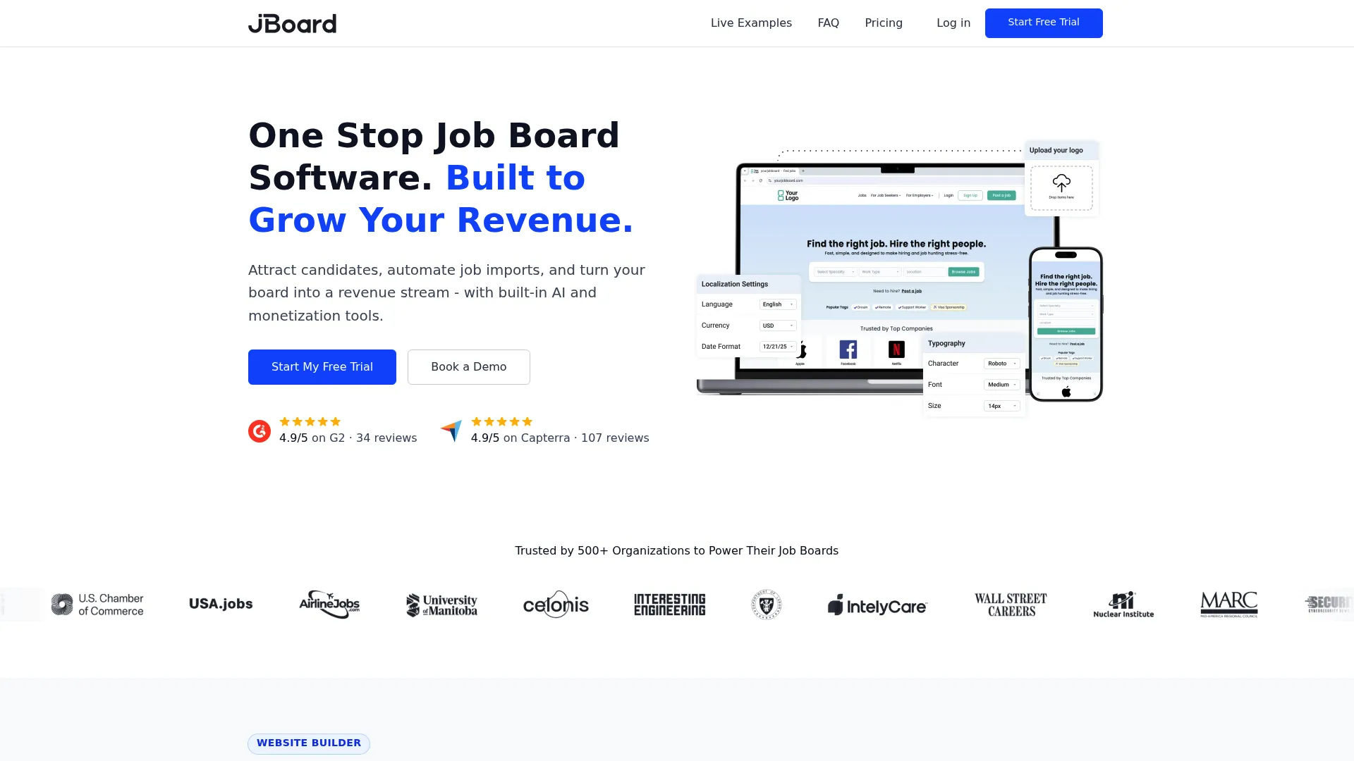 JBoard job board software homepage