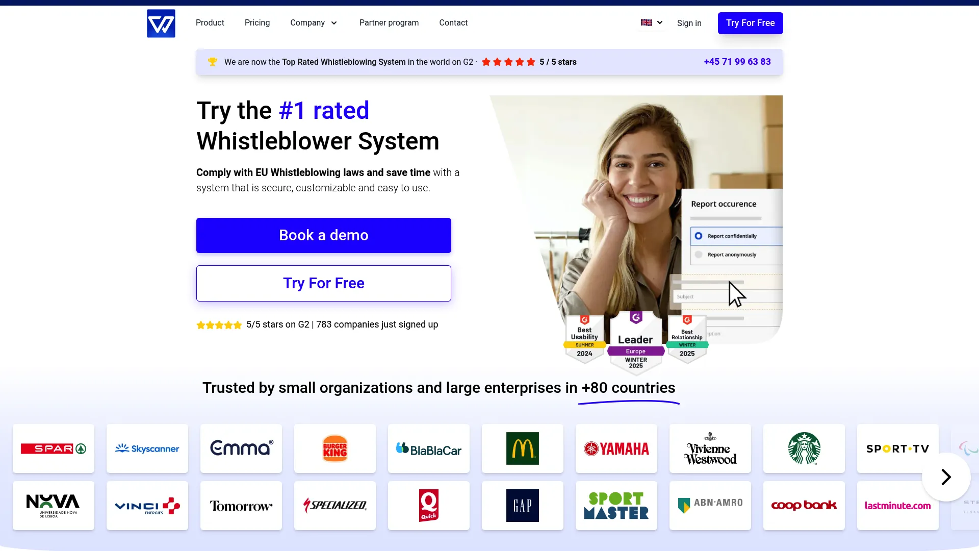 Whistleblower Software homepage