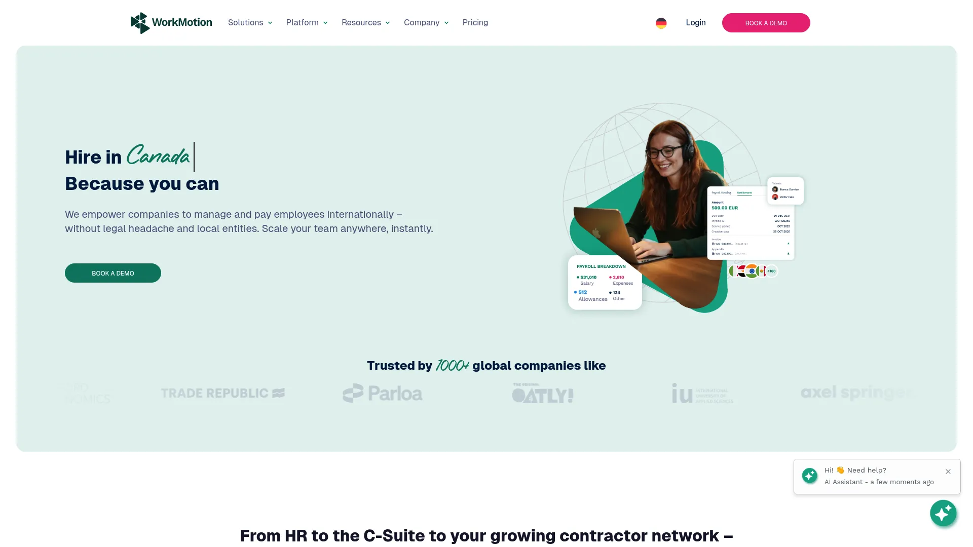 WorkMotion global hiring platform homepage