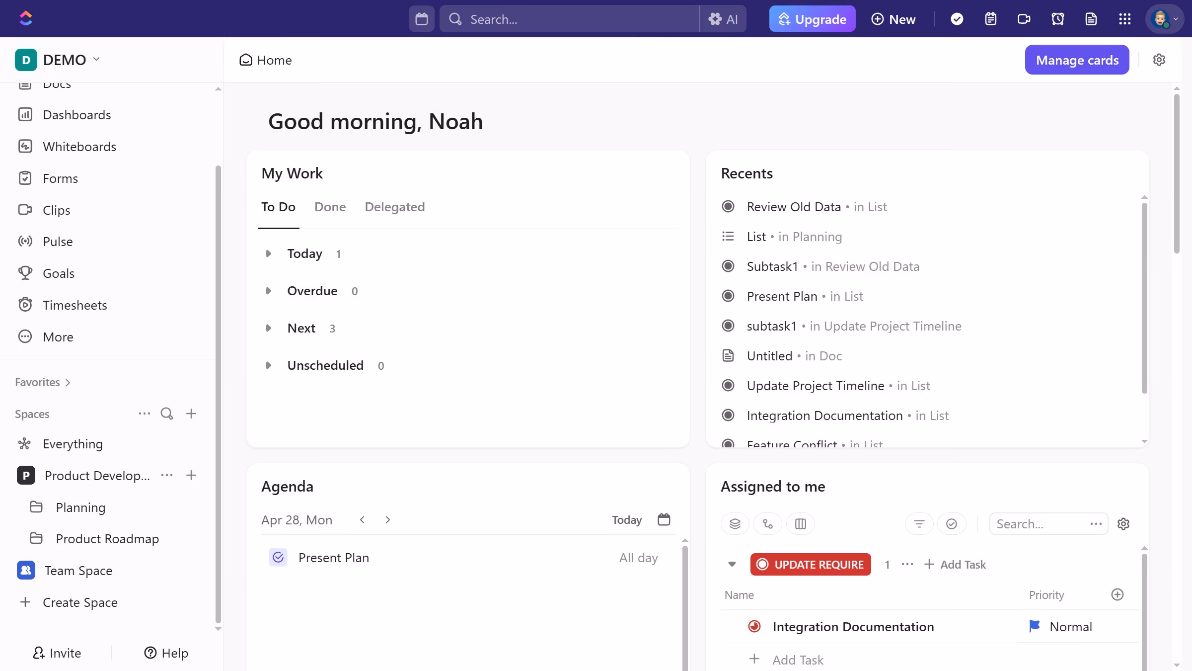 How to view a task's subtasks in ClickUp