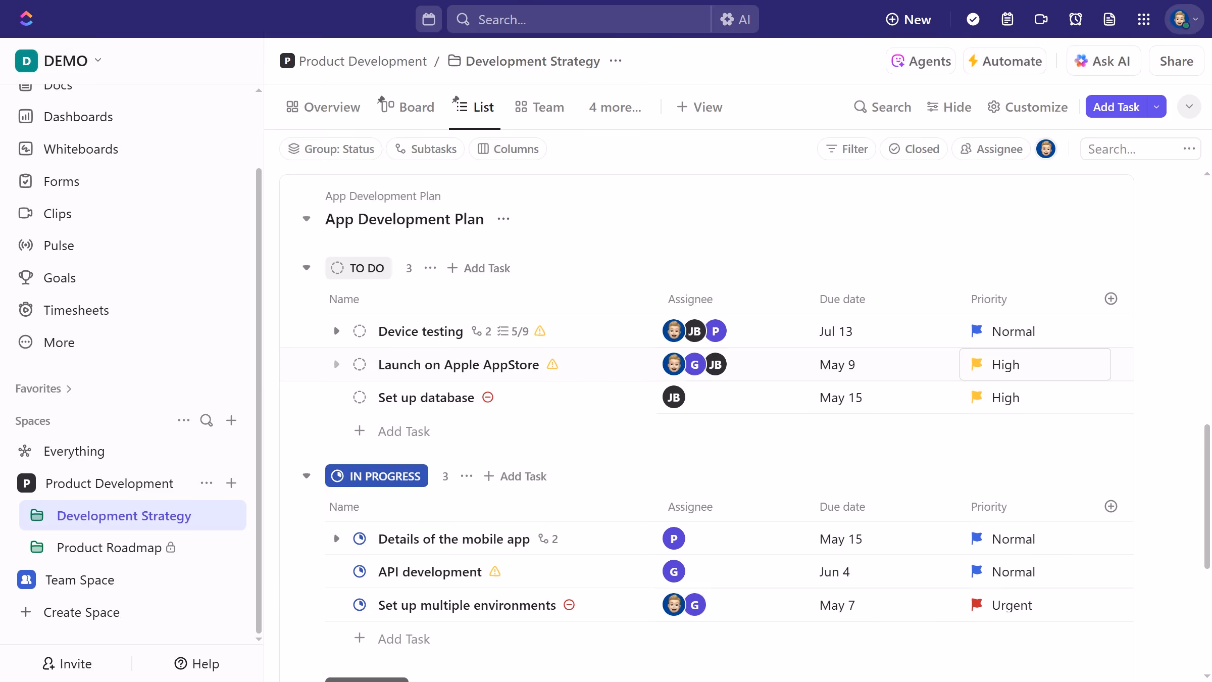 How to share a task in ClickUp
