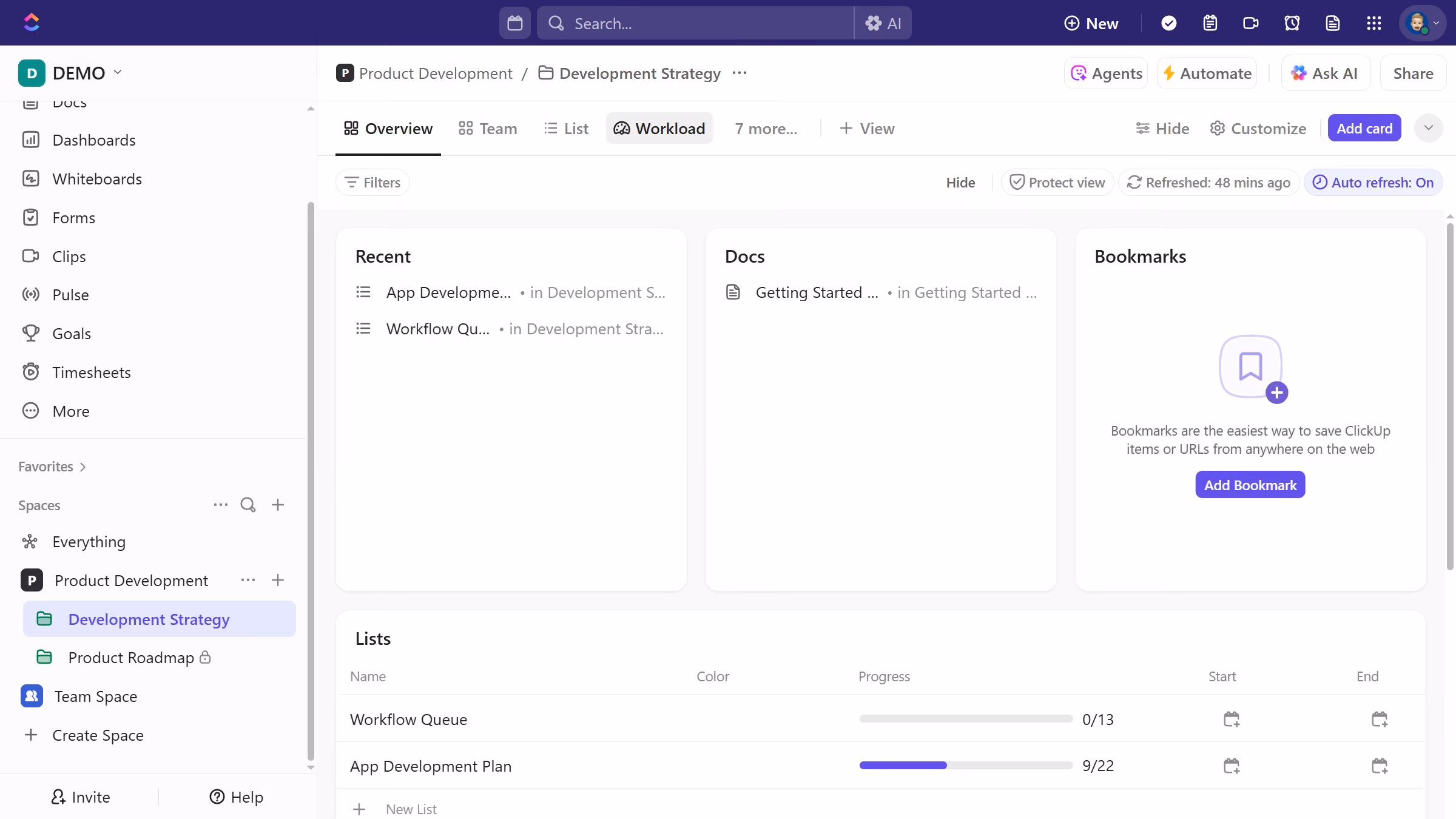 How to view Time Estimates in a Workload view in ClickUp