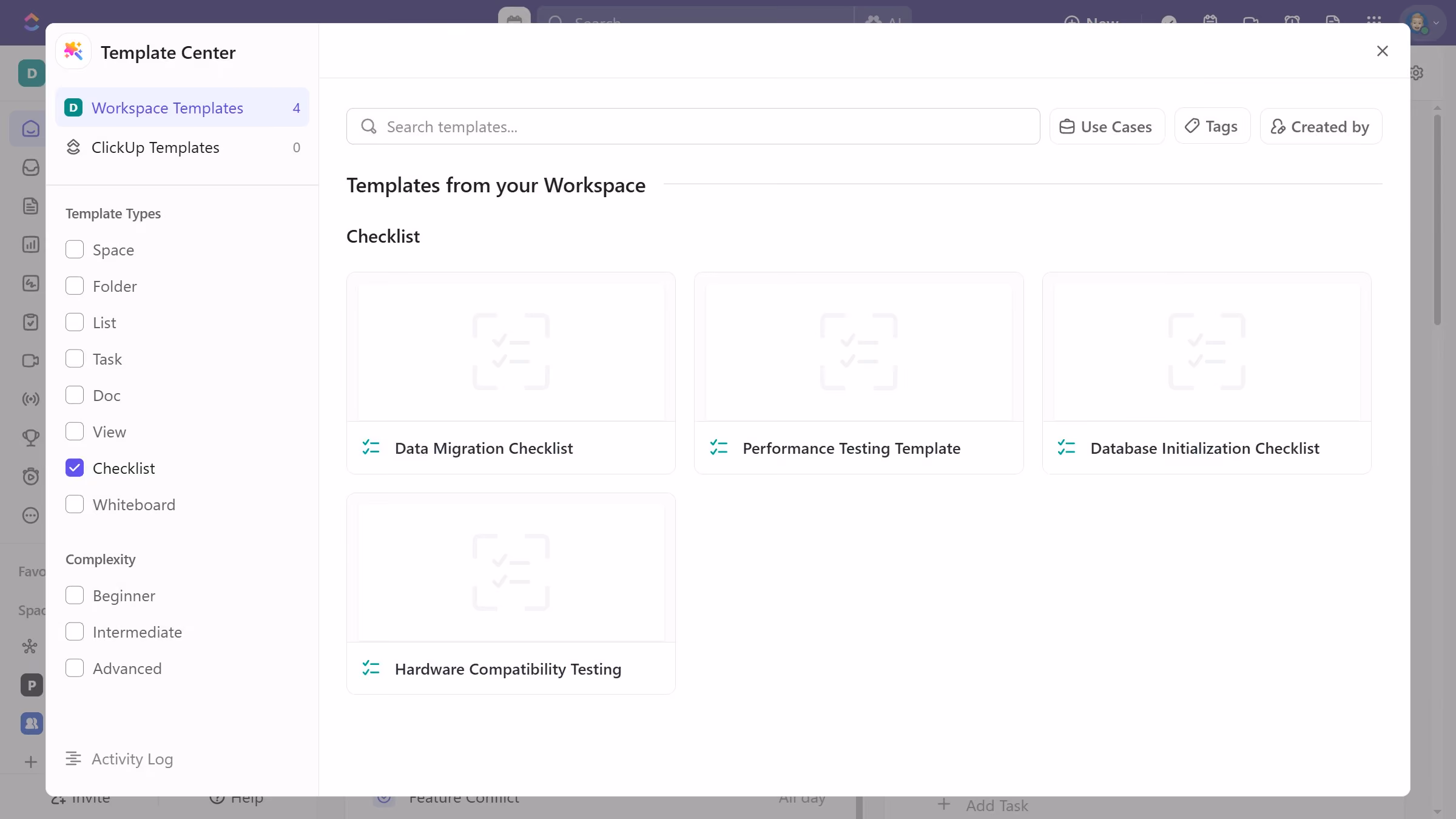 How to delete a checklist template in ClickUp