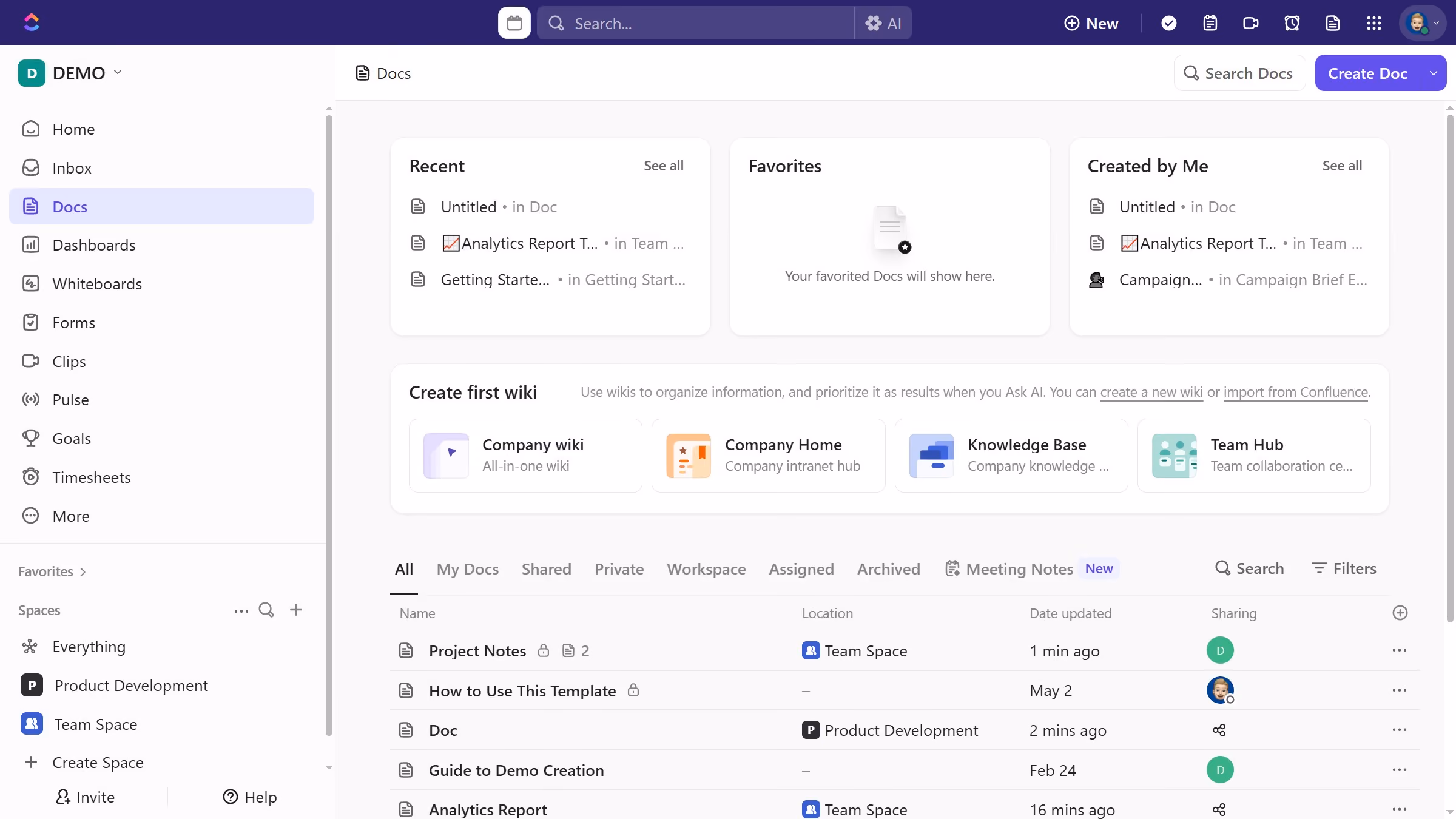How to apply a template to an existing Doc in ClickUp