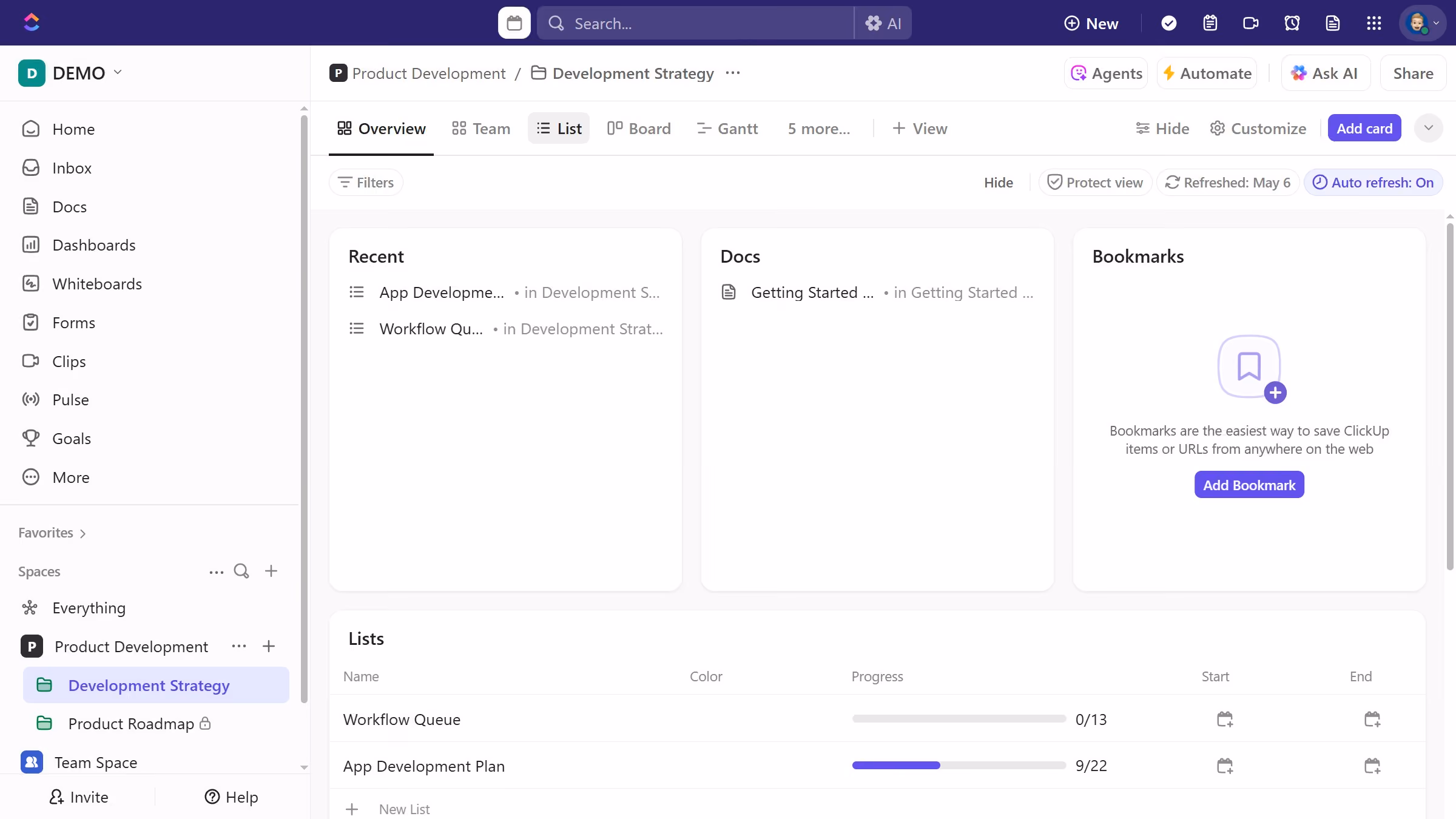 How to add a start date from List view in ClickUp