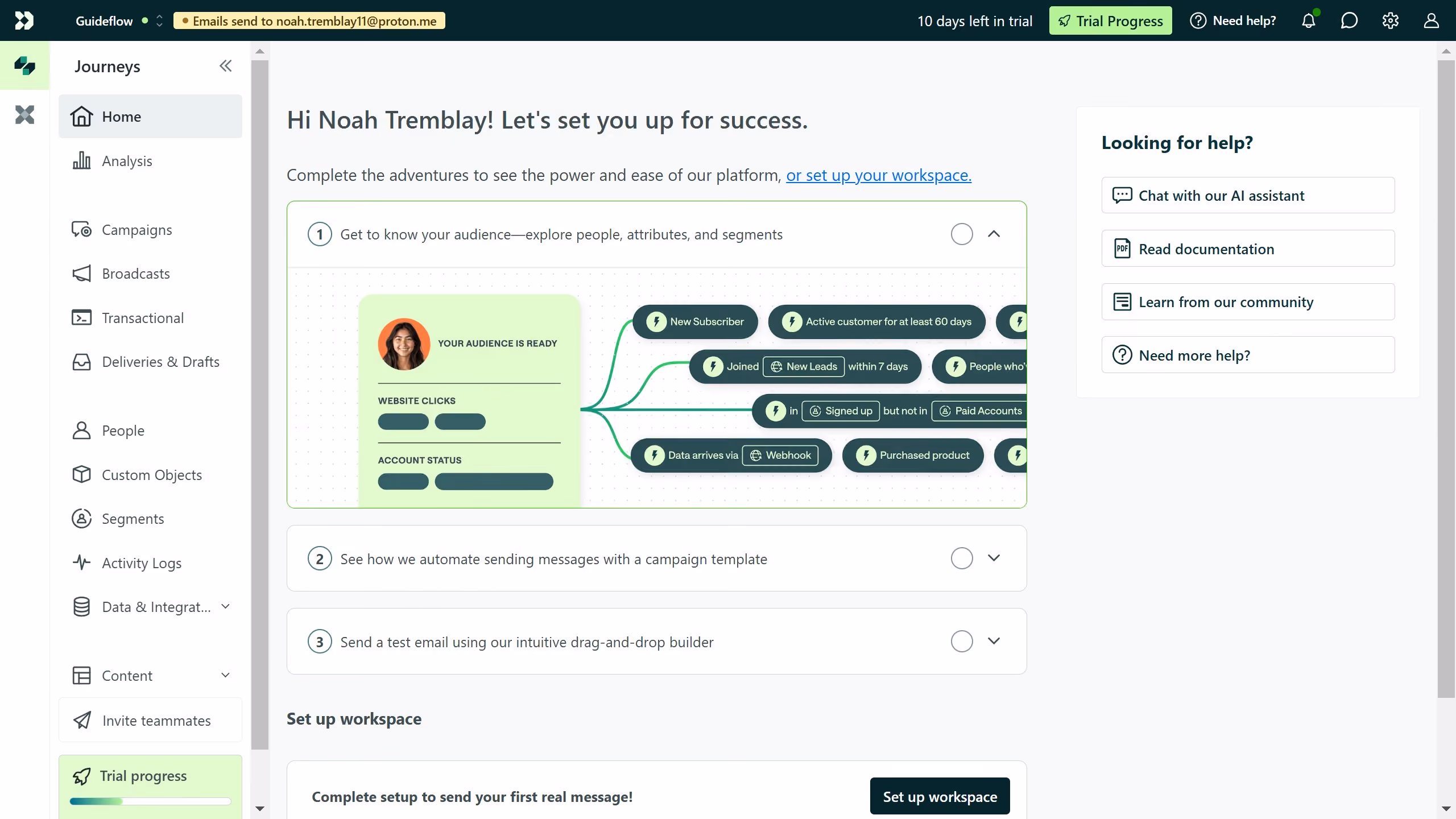 How to export data for a person in Customer.io