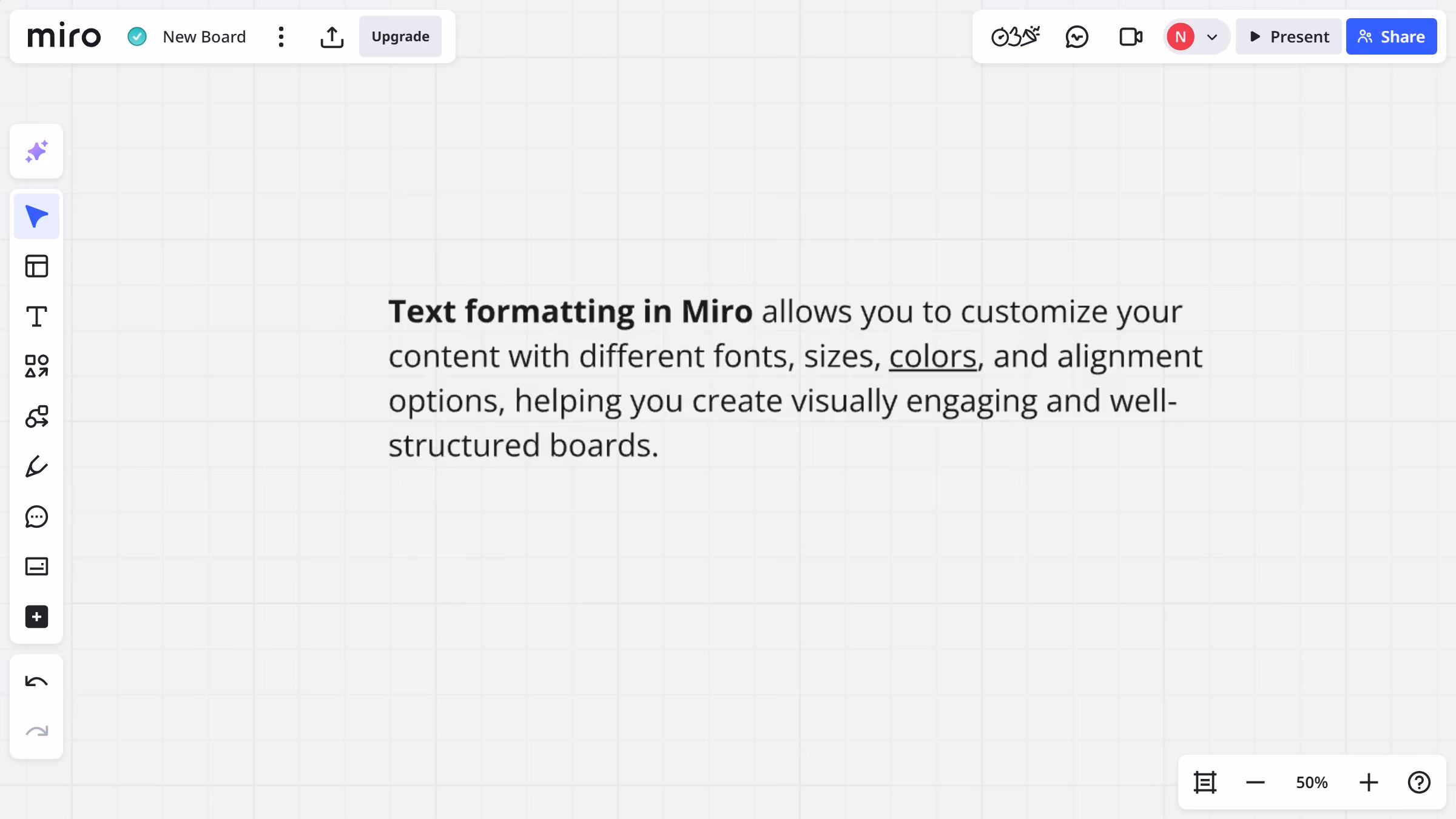 How to attach a URL link to text on a Miro board
