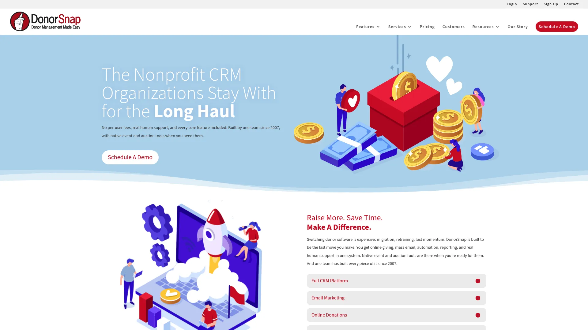 DonorSnap cloud-based donor management software homepage