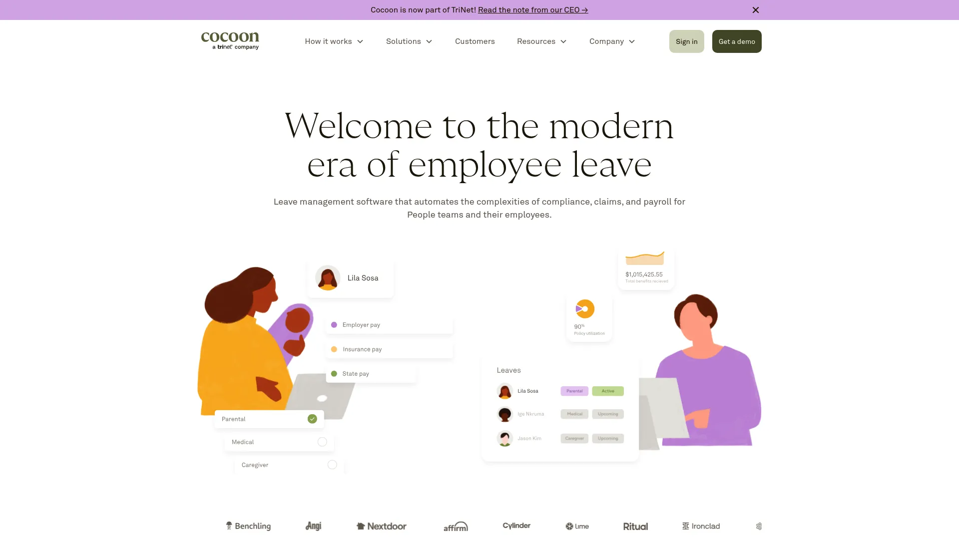 Cocoon leave management software homepage