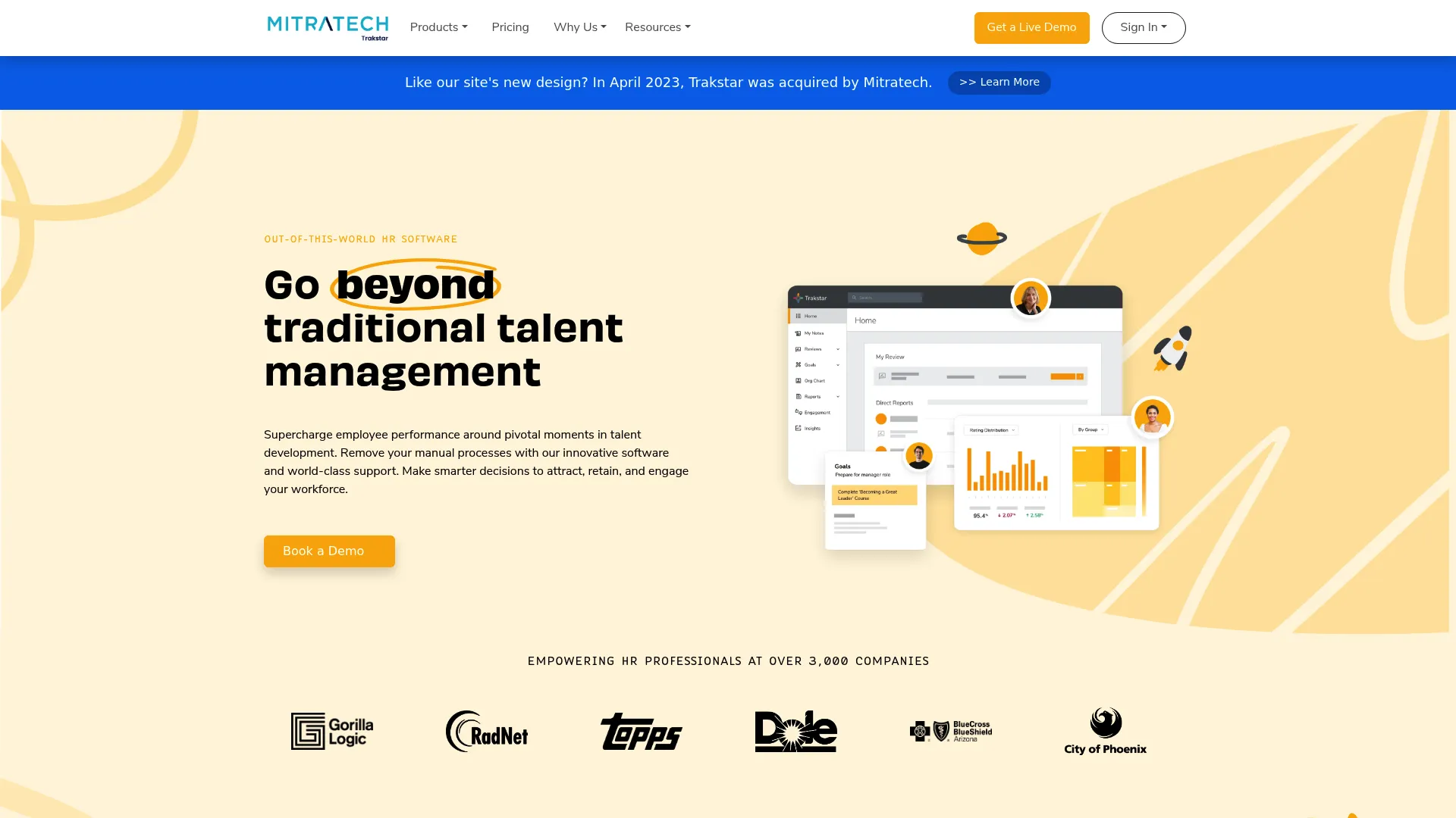 Trakstar performance and feedback platform homepage
