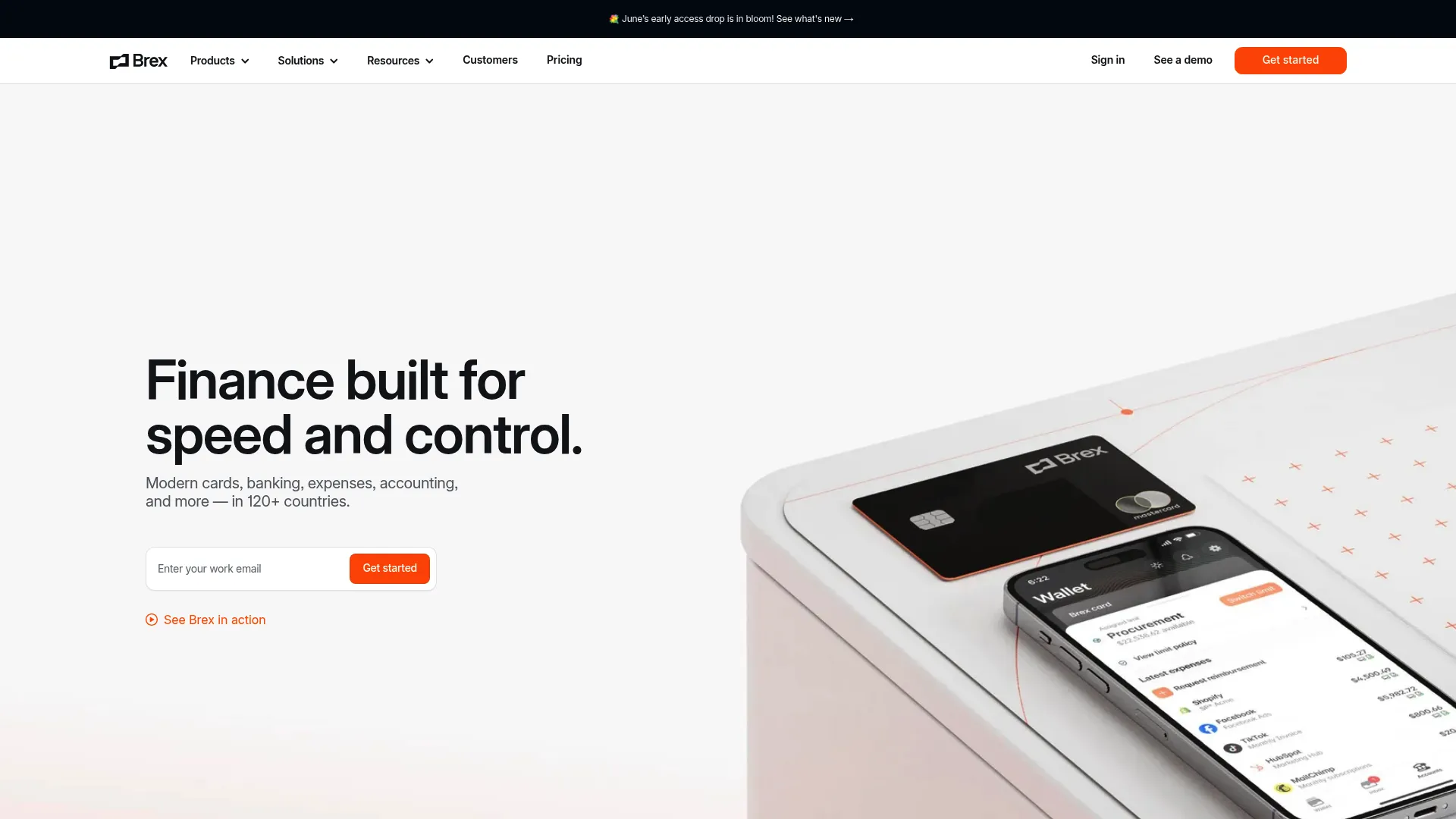 Brex corporate card and spend management homepage