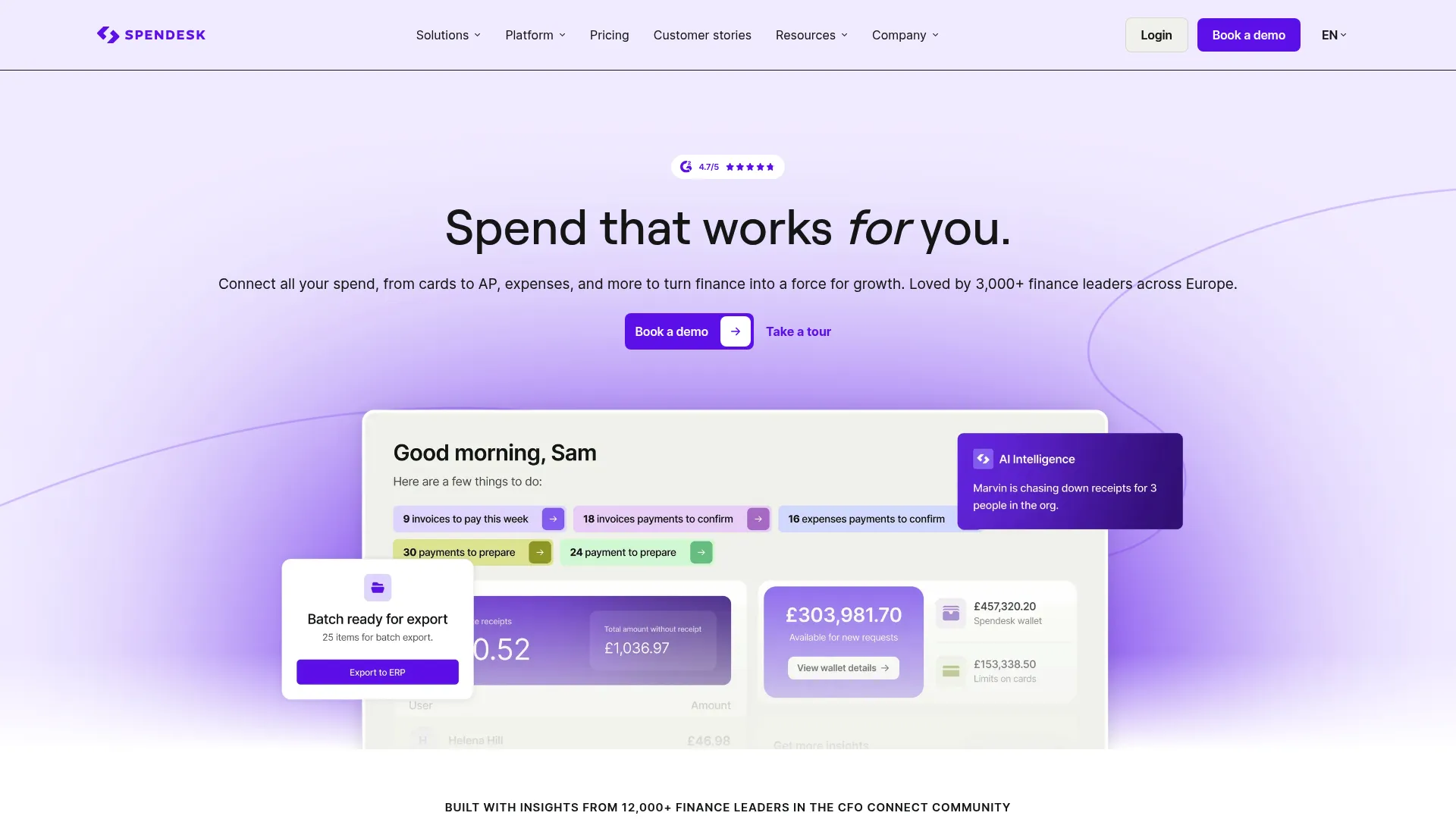 Spendesk spend management platform homepage