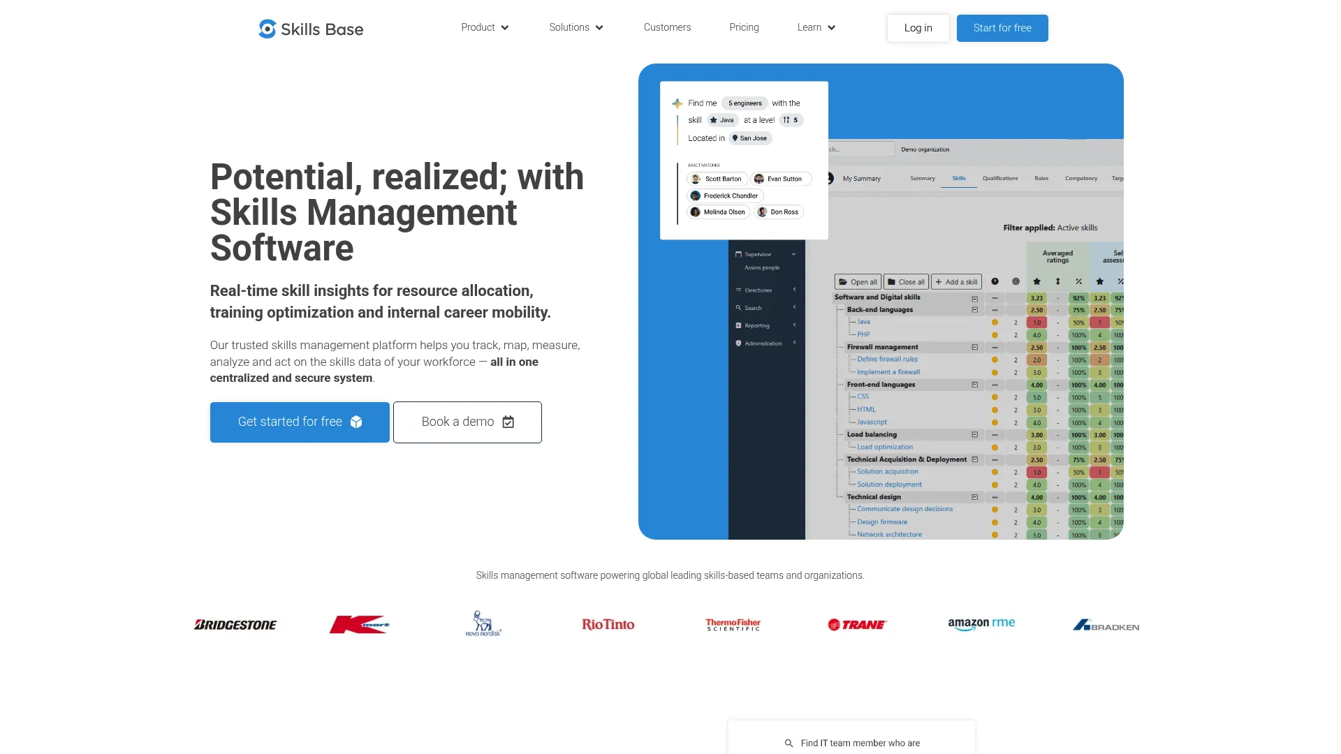 Skills Base skills management and intelligence platform