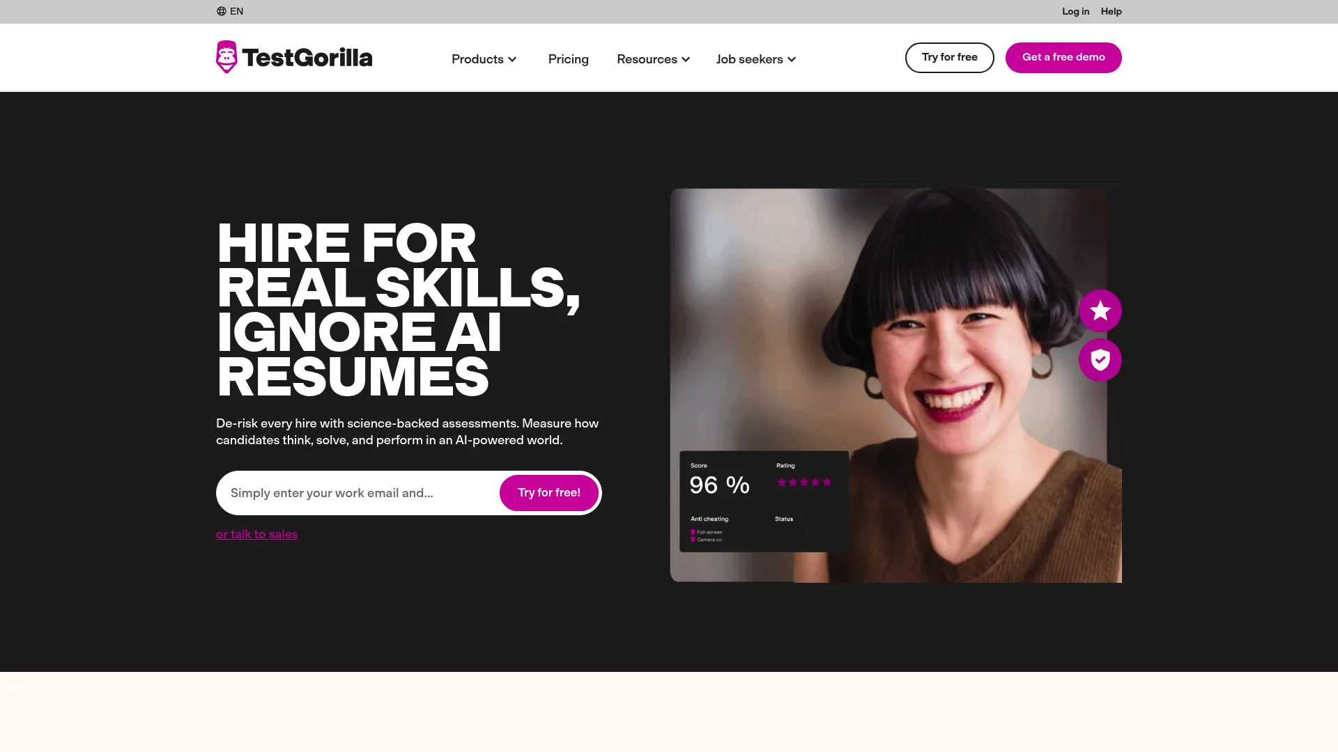TestGorilla skills-based hiring and assessment platform