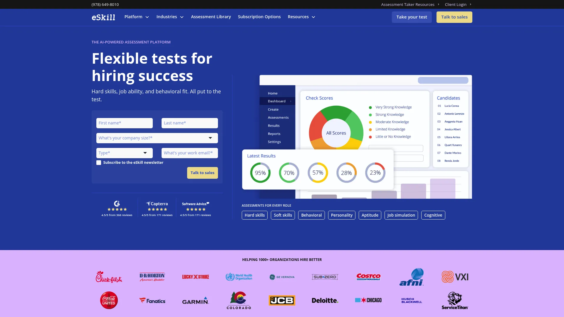 eSkill pre-employment assessment platform