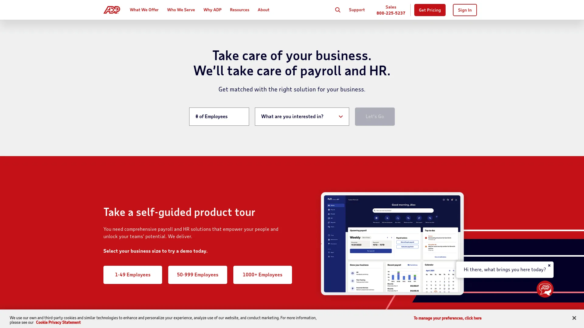 ADP HRIS software homepage