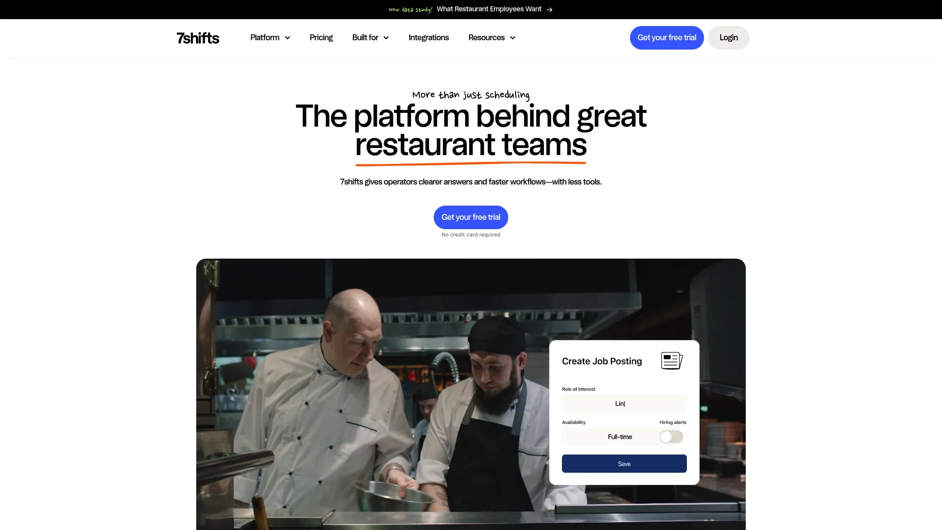 7shifts restaurant scheduling software homepage