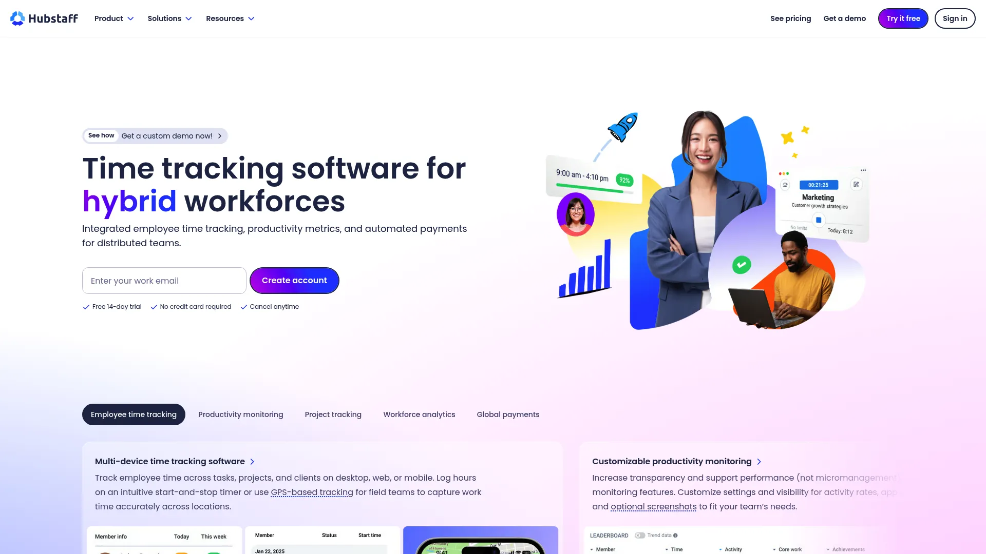 Hubstaff time tracking, GPS, and workforce management dashboard