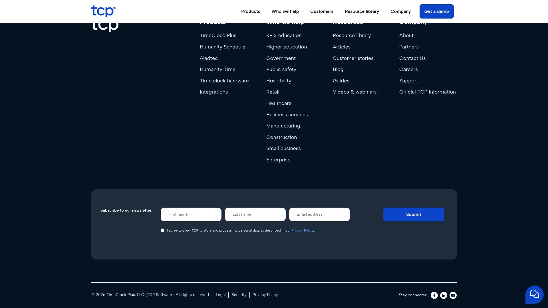 TimeClock Plus time and attendance homepage