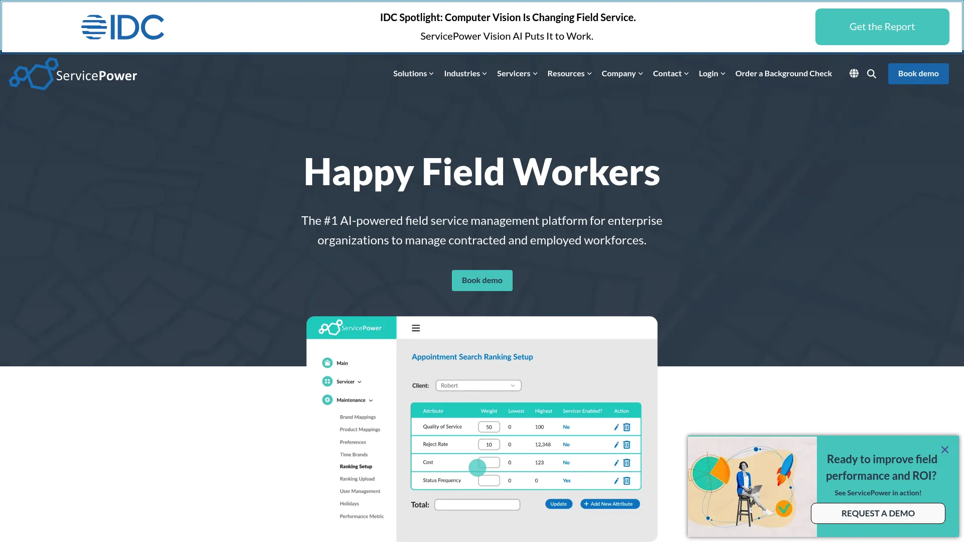 ServicePower enterprise field service scheduling and dispatch dashboard