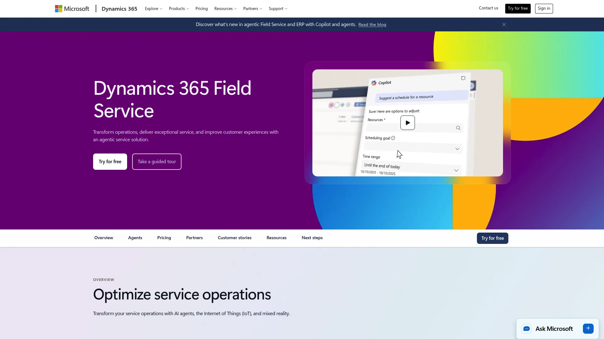 Microsoft Dynamics 365 Field Service scheduling board and work order management