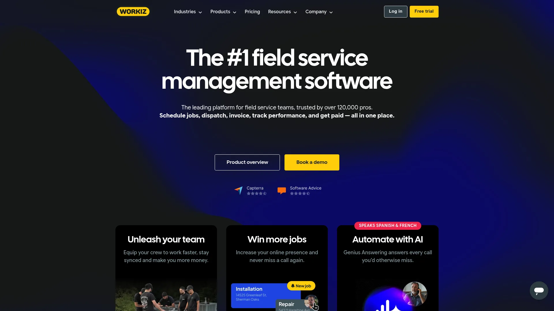 Workiz field service management scheduling and dispatch interface