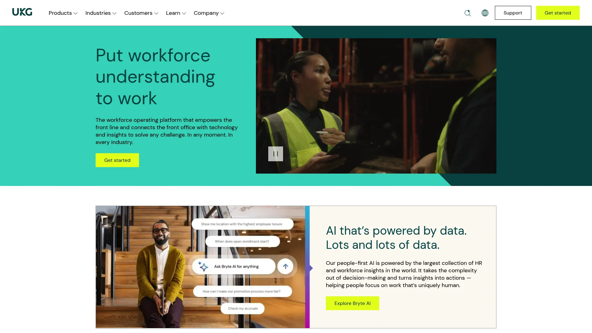 UKG HR, payroll, and workforce management software homepage