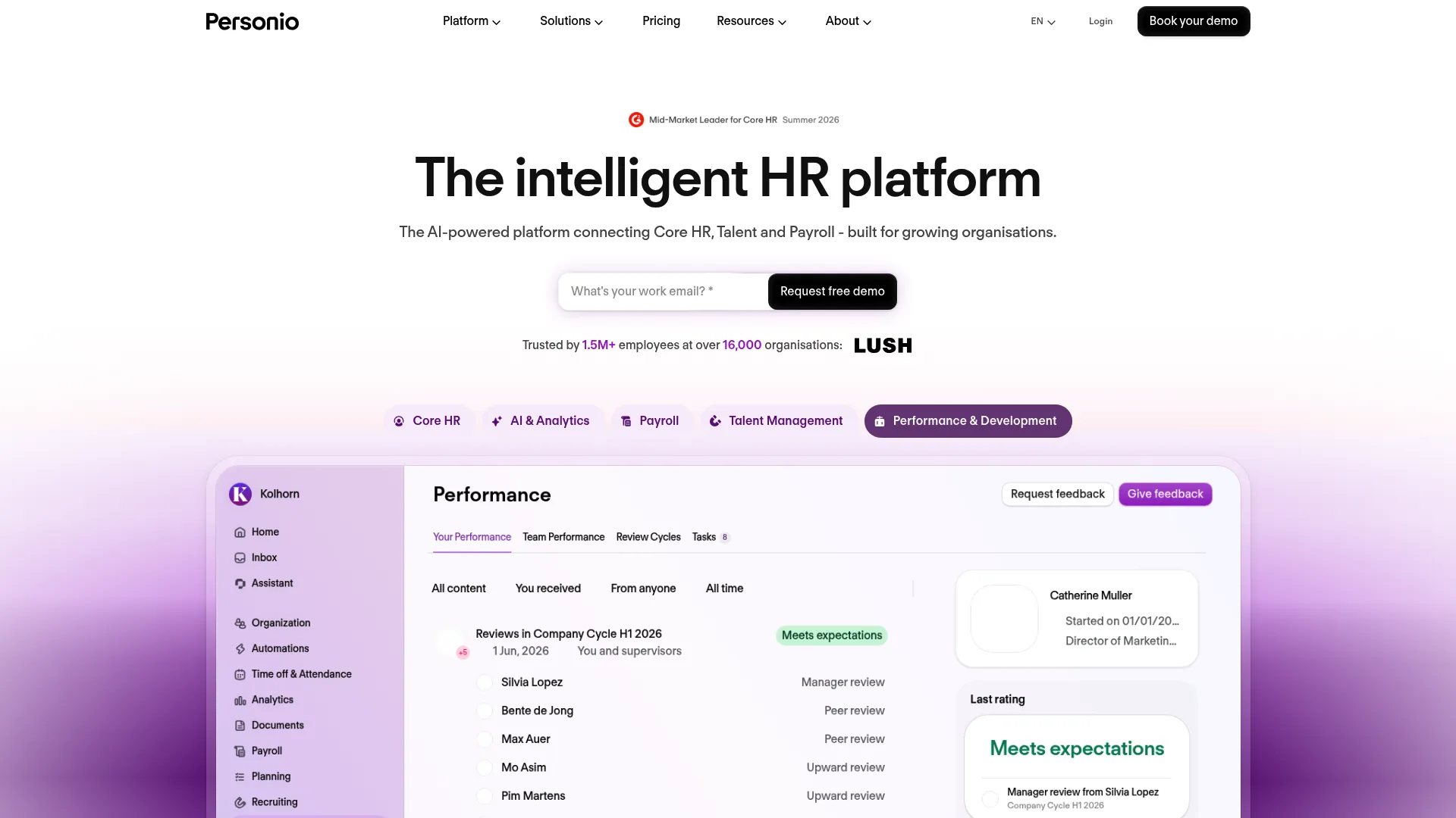 Personio HR software homepage