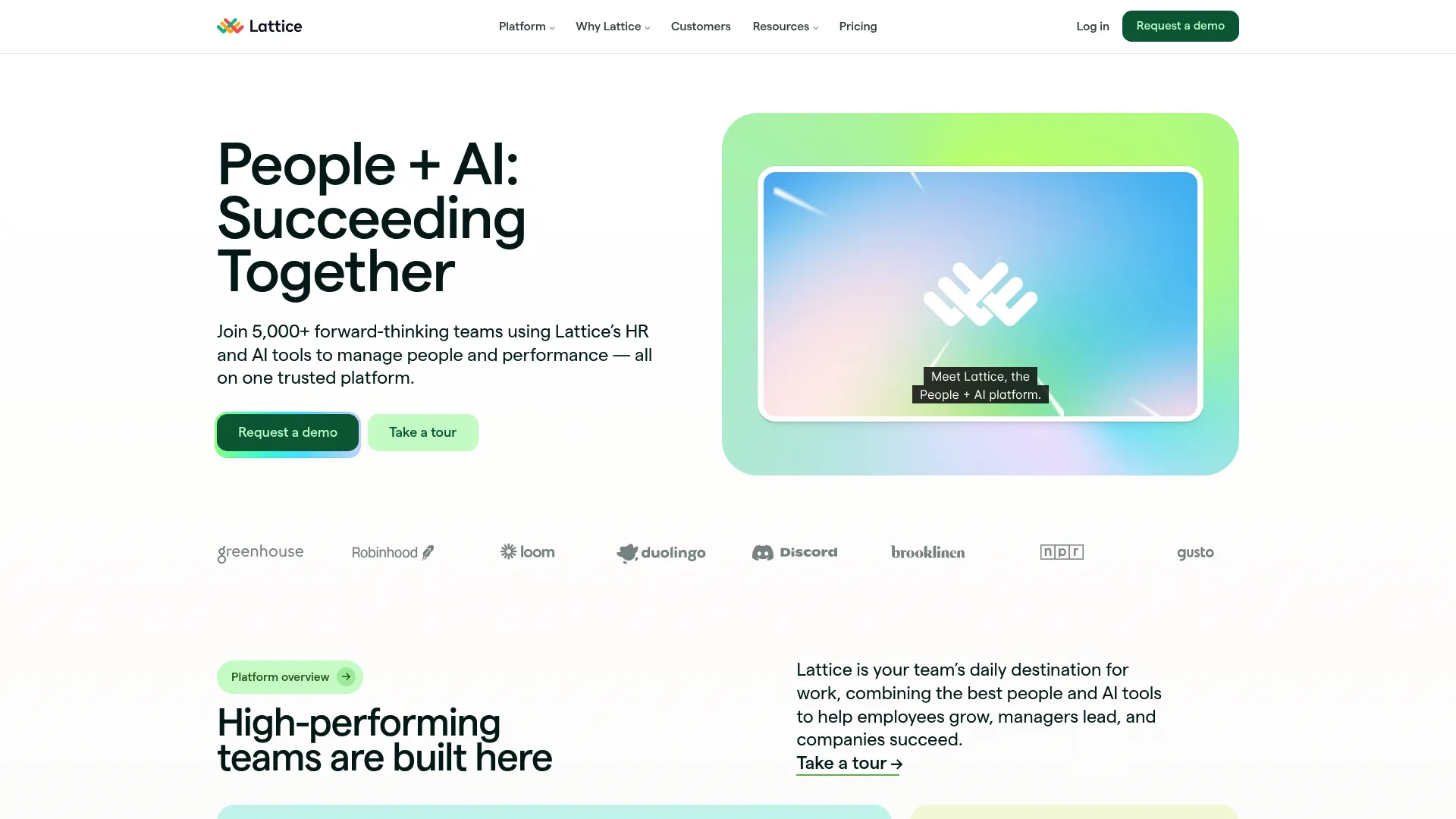 Lattice people platform homepage