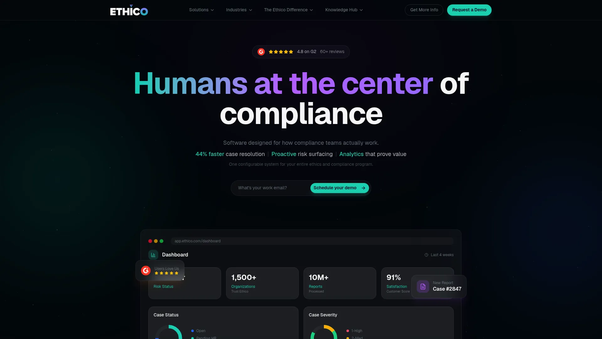 Ethico ethics and compliance software homepage