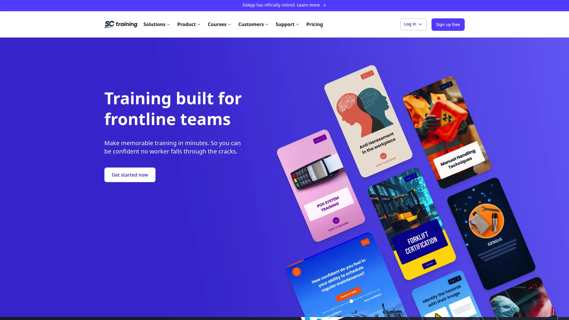SC Training mobile learning platform homepage