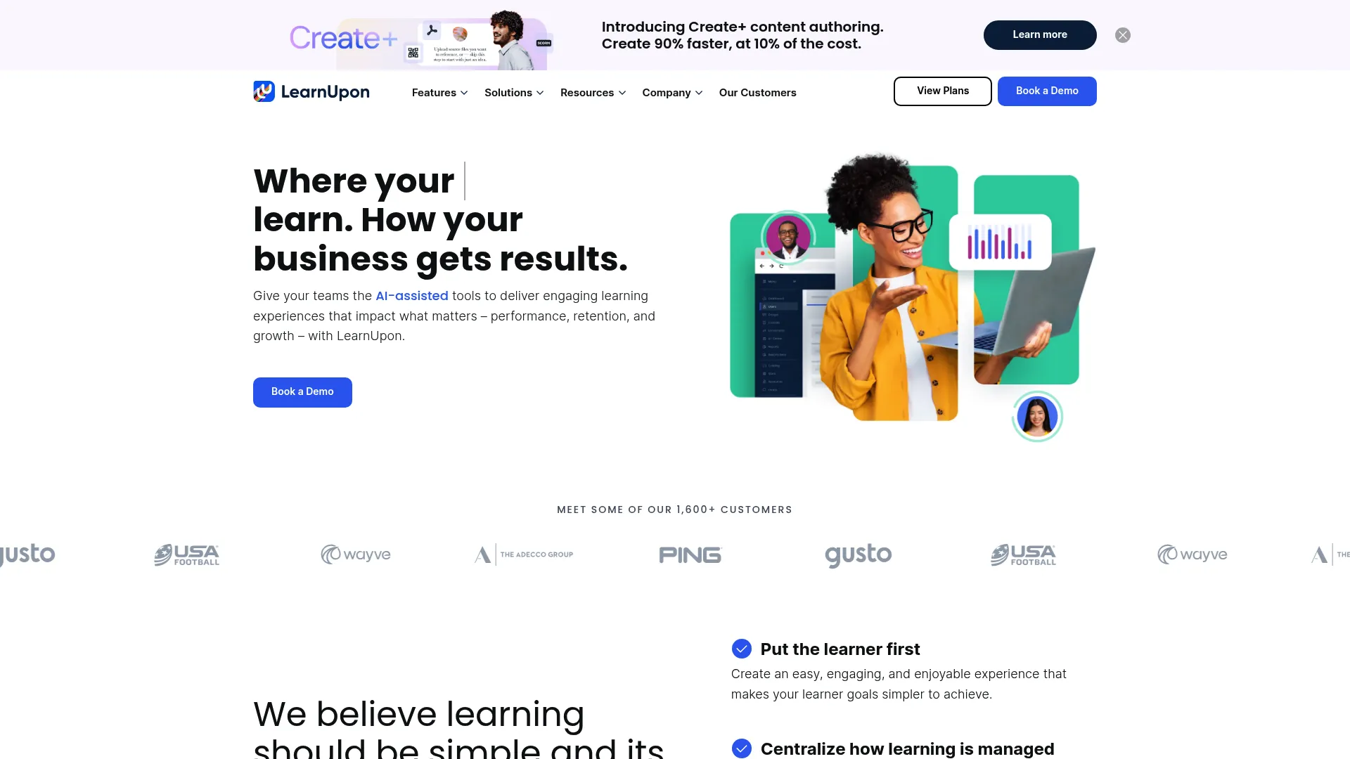 LearnUpon LMS platform homepage