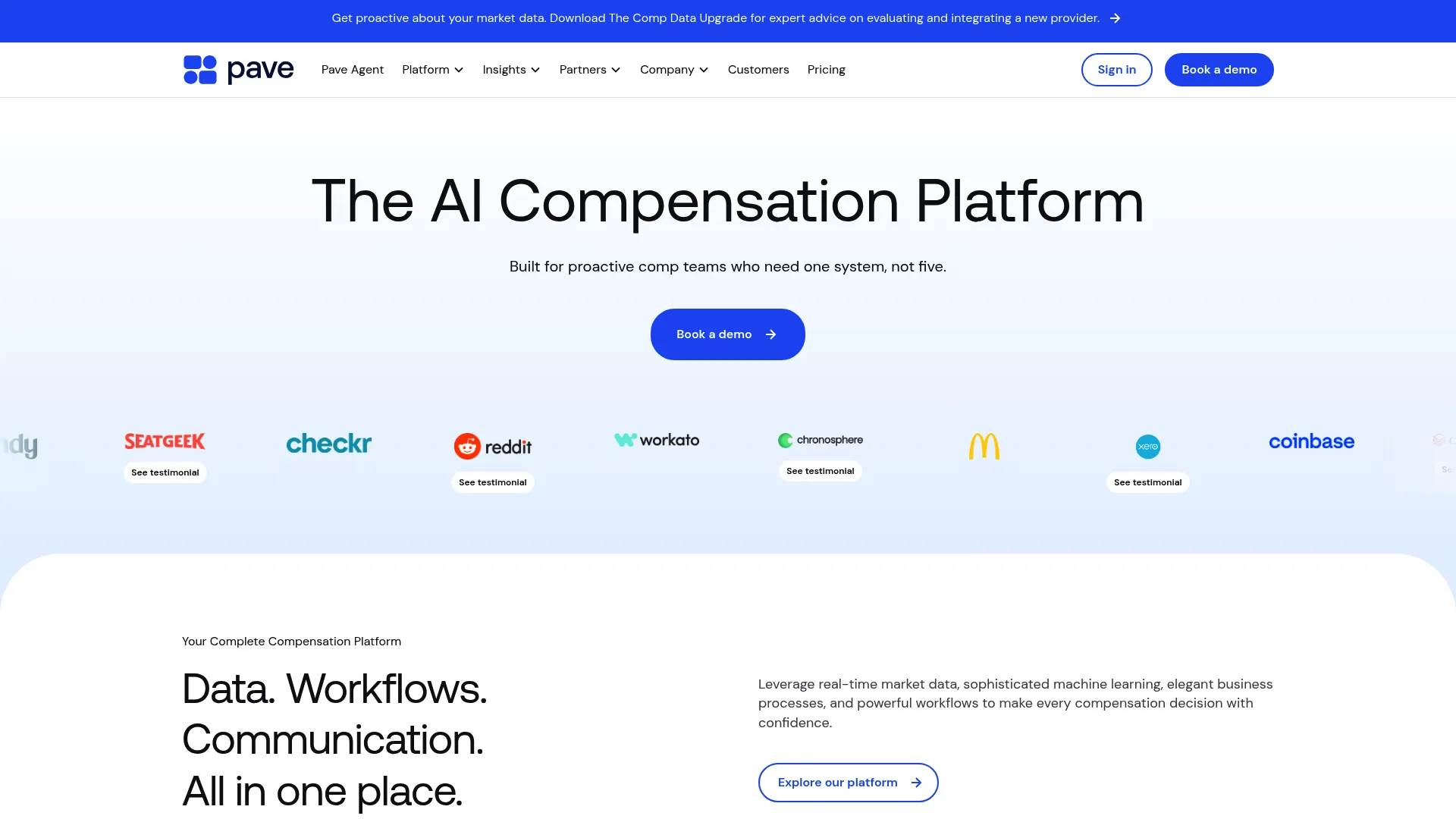 Pave compensation data and planning platform