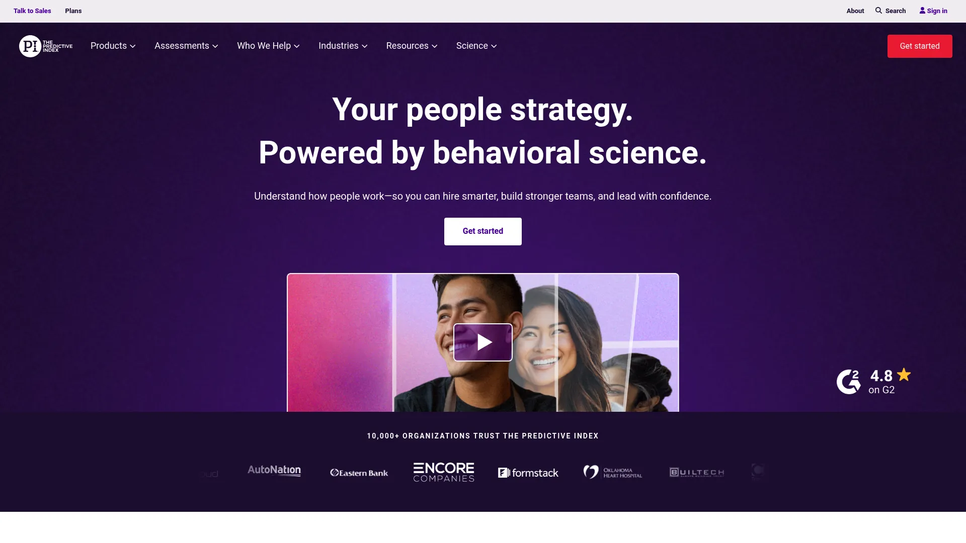 The Predictive Index talent optimization platform homepage