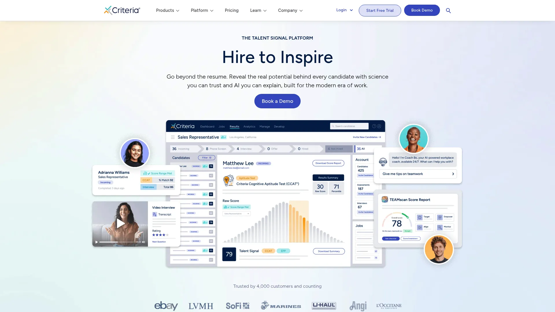 Criteria Corp talent assessment platform homepage