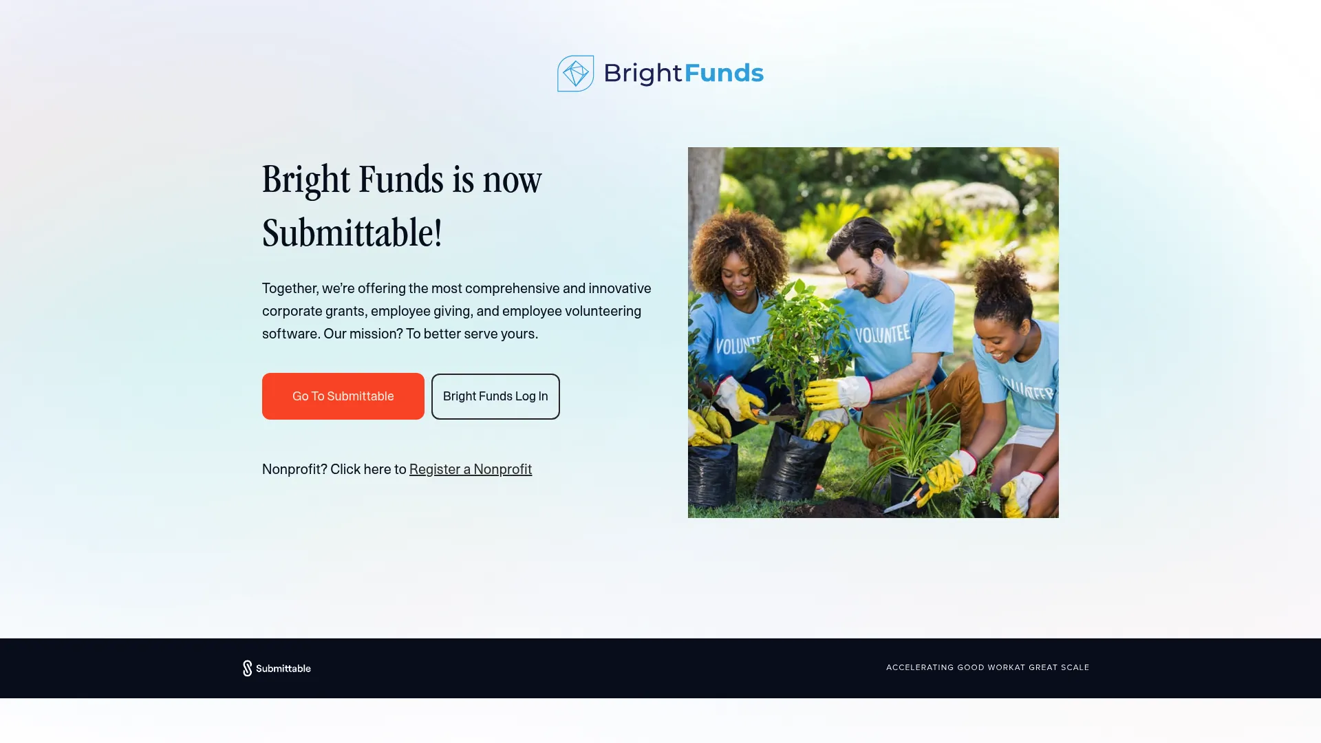 Bright Funds employee giving platform homepage