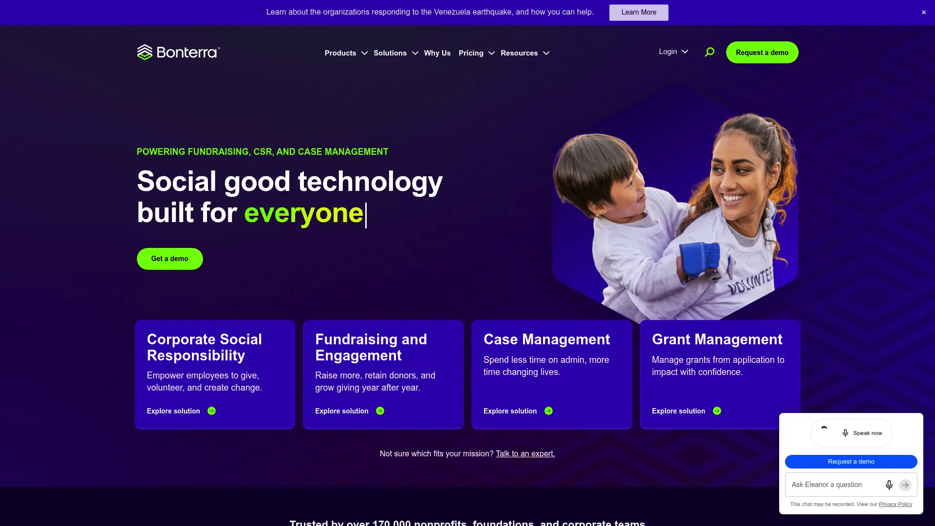 Bonterra social good platform homepage