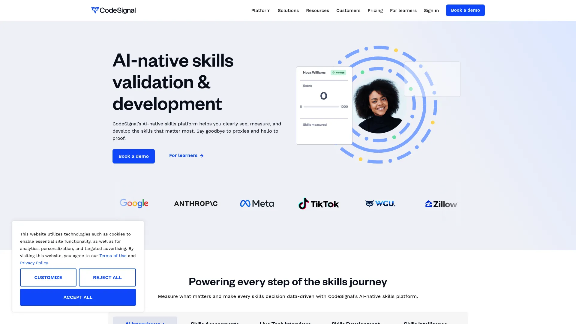 CodeSignal technical skills assessment platform homepage